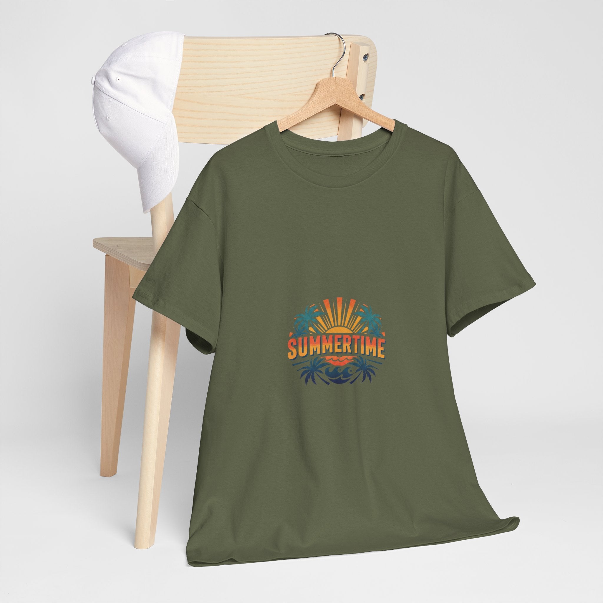 Summertime Retro Palm Tee — Men's Graphic Beach T-Shirt