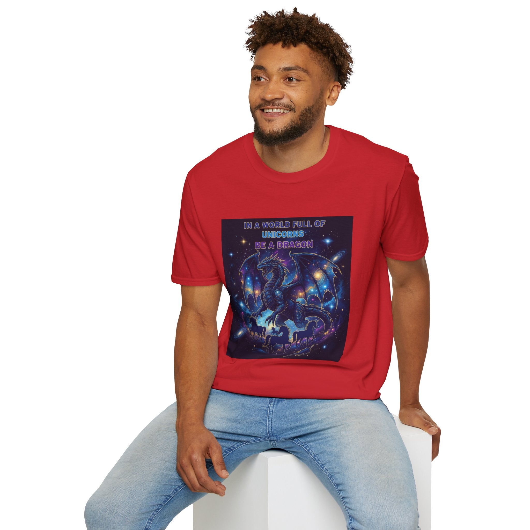 Galaxy Dragon Men's T-Shirt | "In a World Full of Unicorns, Be a Dragon" | DTG Fantasy Tee