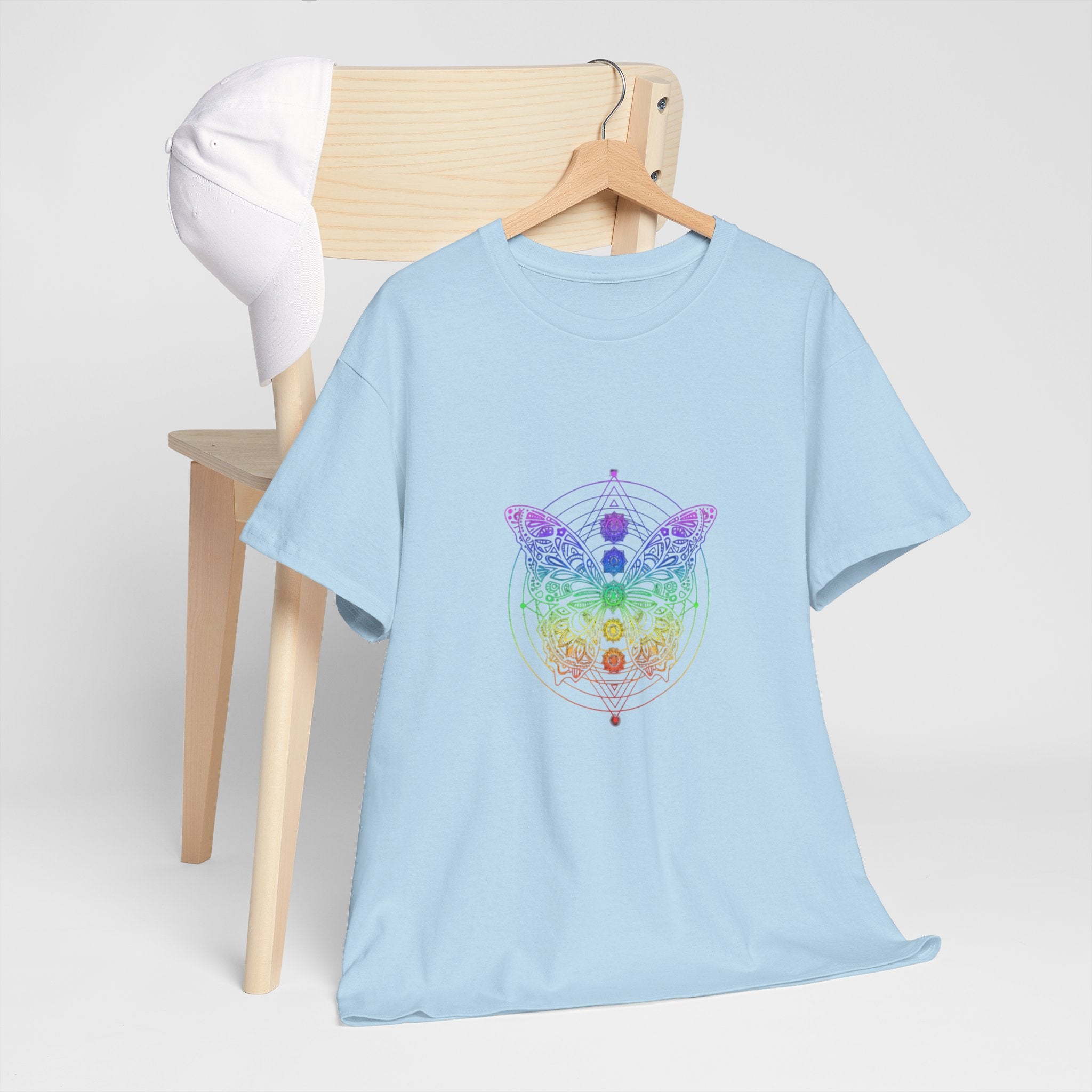 Chakra Butterfly T-Shirt — Women's Rainbow Spiritual Graphic Tee