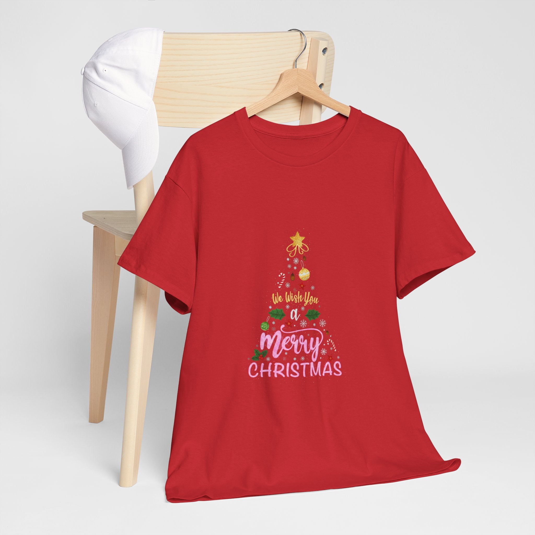 Merry Christmas Tree Graphic Tee | Festive Ornament Holiday Shirt | Unisex DTG