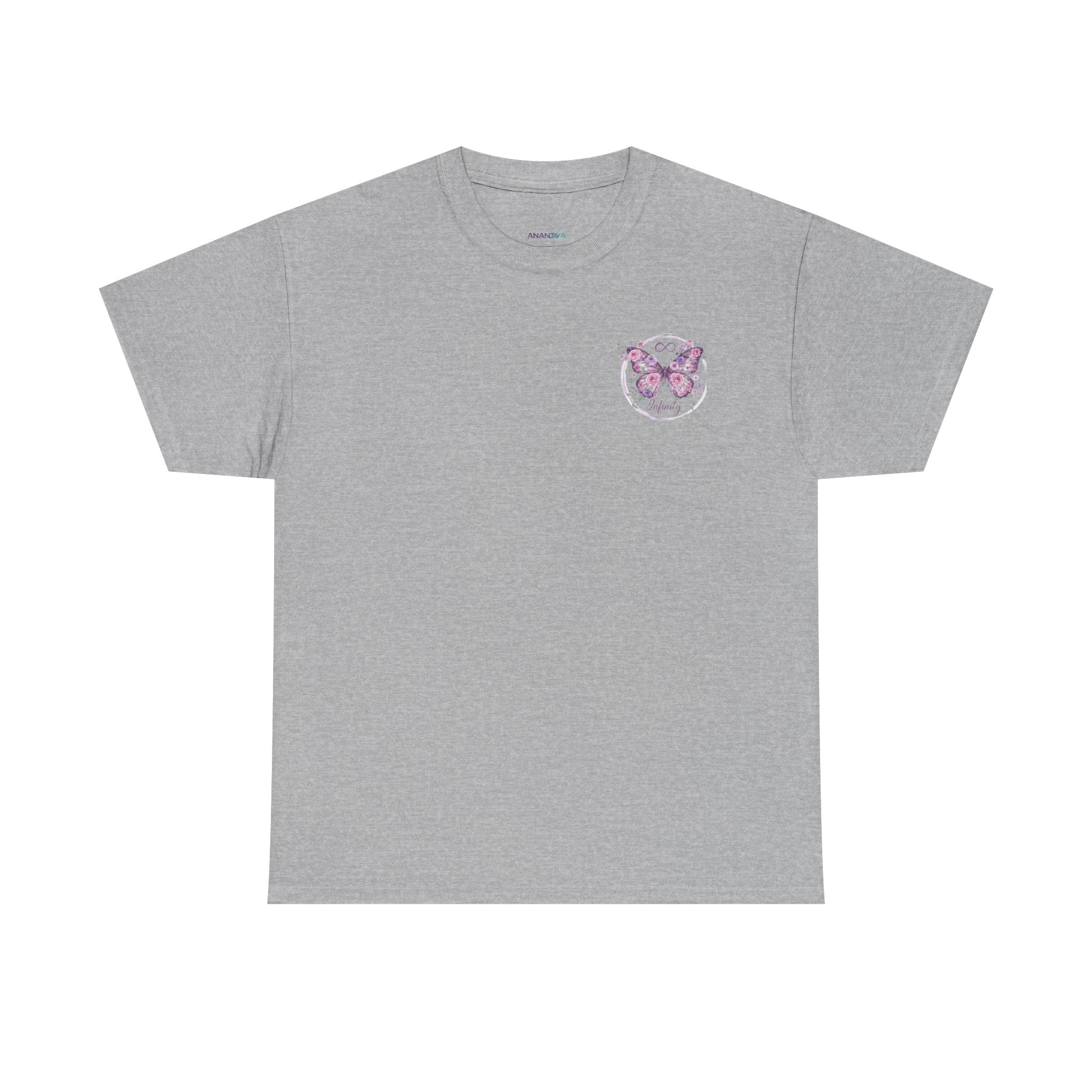 Butterfly Heart Tee — Women's Floral Chest Graphic T-Shirt