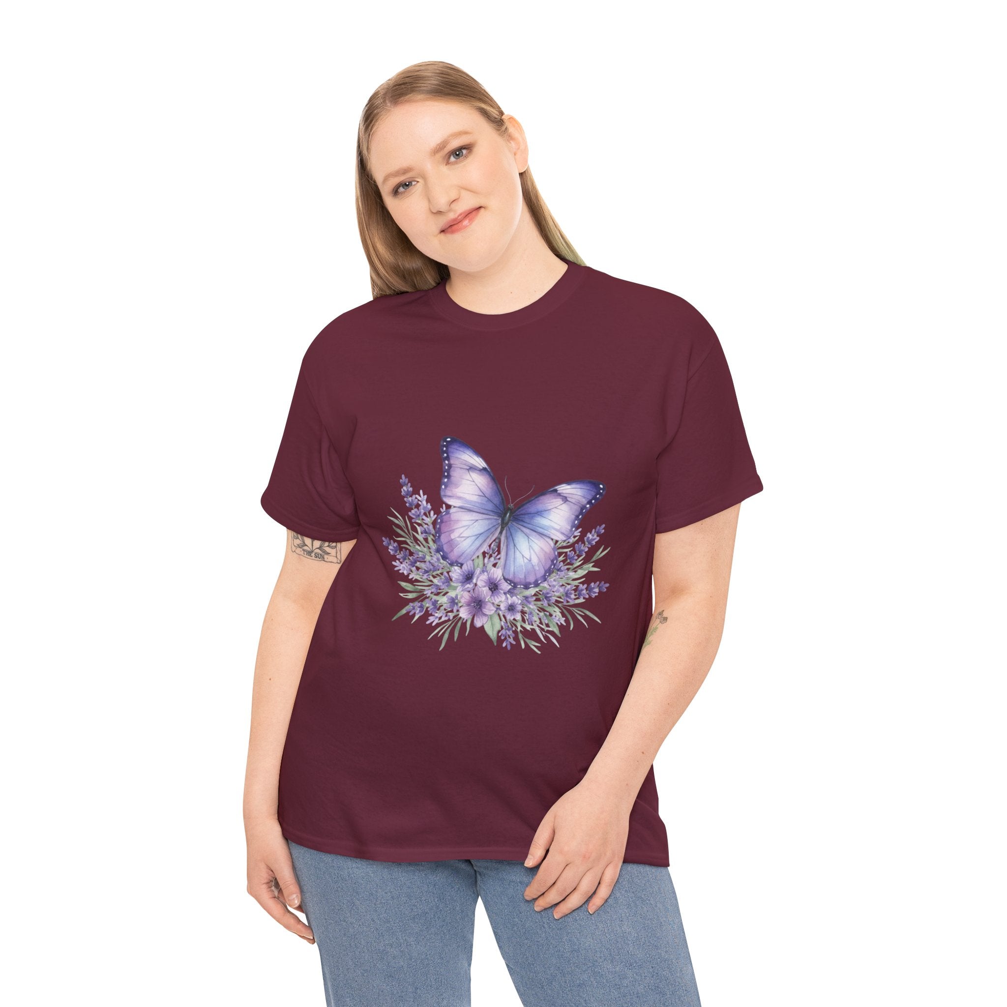 Butterfly Lavender Tee — Women's Floral DTG Graphic T-Shirt