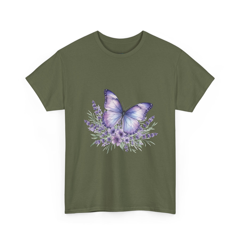 Butterfly Lavender Tee — Women's Floral DTG Graphic T-Shirt