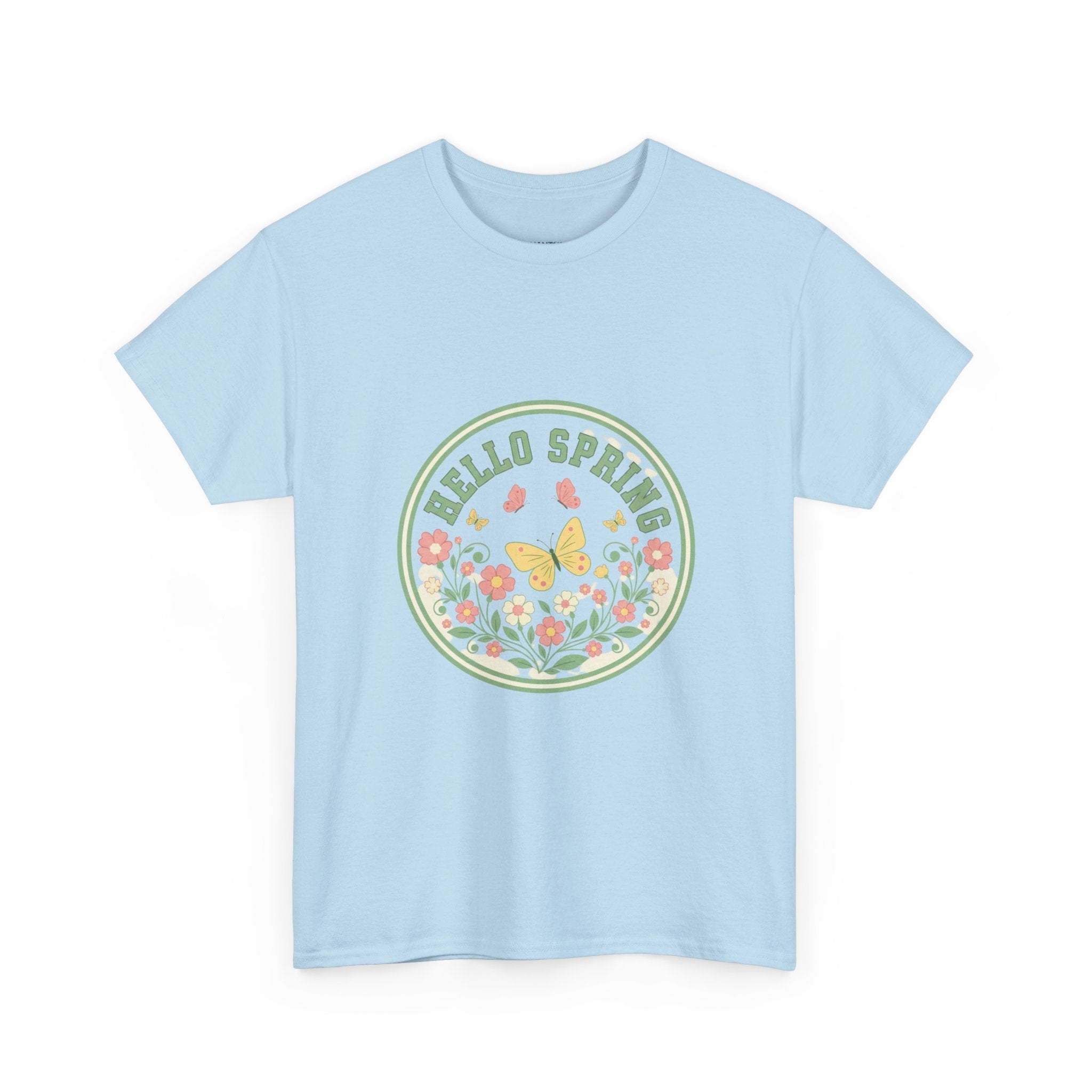 Hello Spring Unisex Heavy Cotton Tee - Floral Design for Spring Celebrations