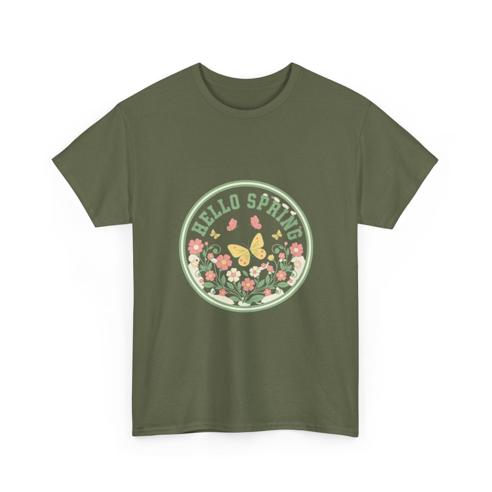 Hello Spring Unisex Heavy Cotton Tee - Floral Design for Spring Celebrations