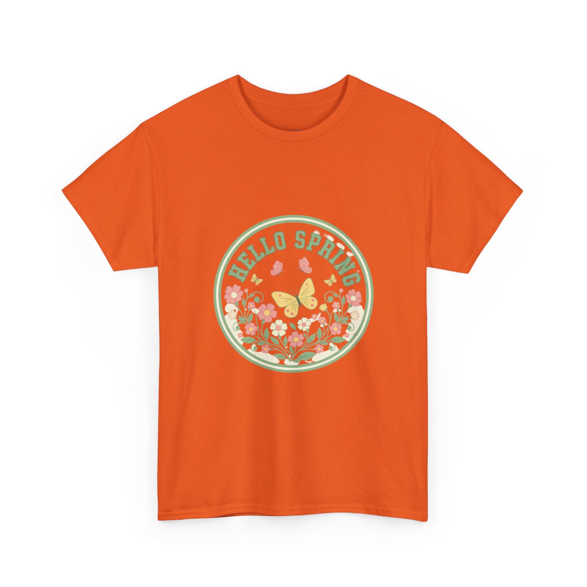Hello Spring Unisex Heavy Cotton Tee - Floral Design for Spring Celebrations