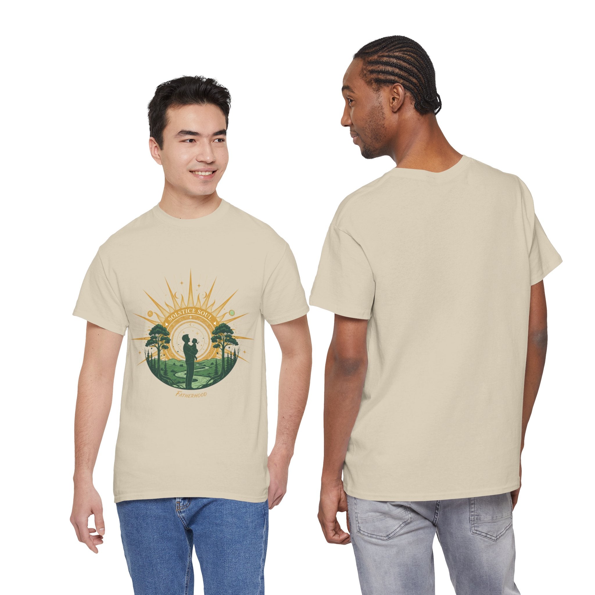 Sunrise Couple Men's T-Shirt — Romantic Silhouette Graphic Tee | DTG Print
