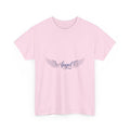 Angel Wings Tee | Vintage-Inspired Minimal Script Graphic | Women's DTG T-Shirt