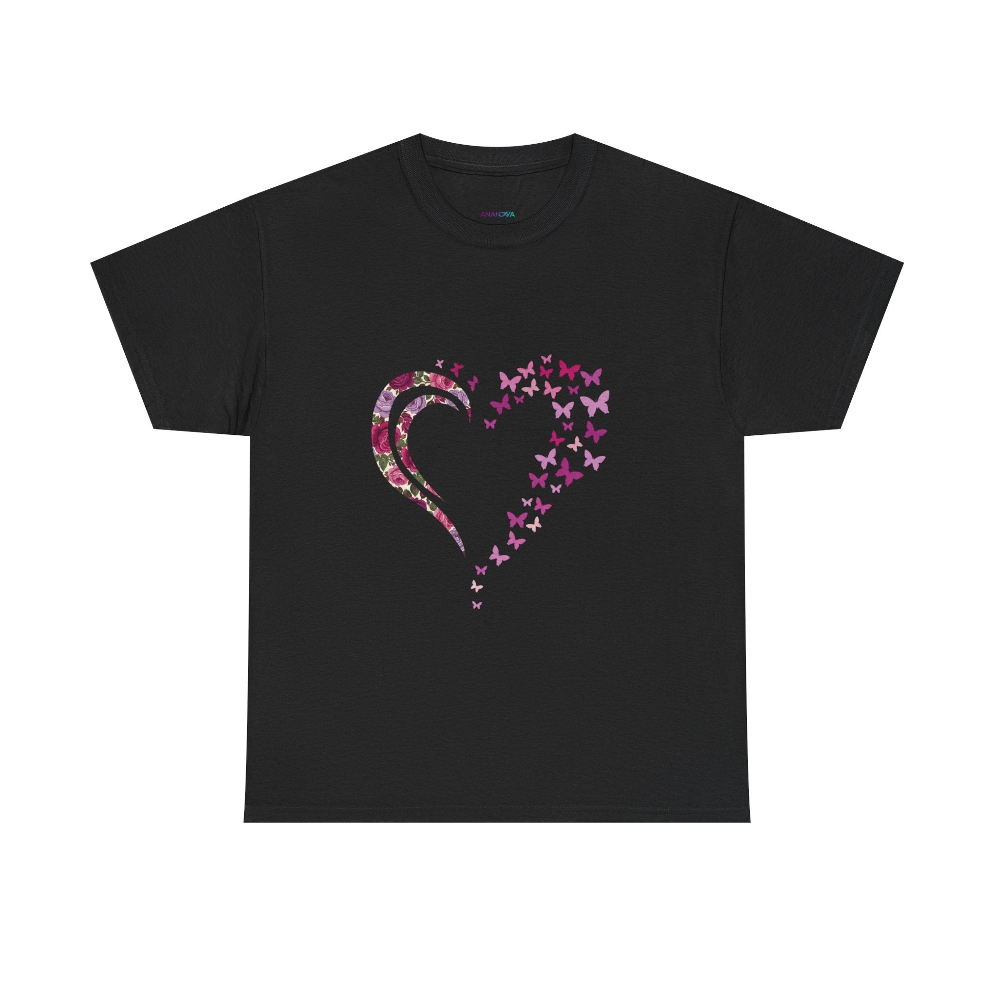 Butterfly Heart Tee — Women's Floral Heart Graphic T-Shirt
