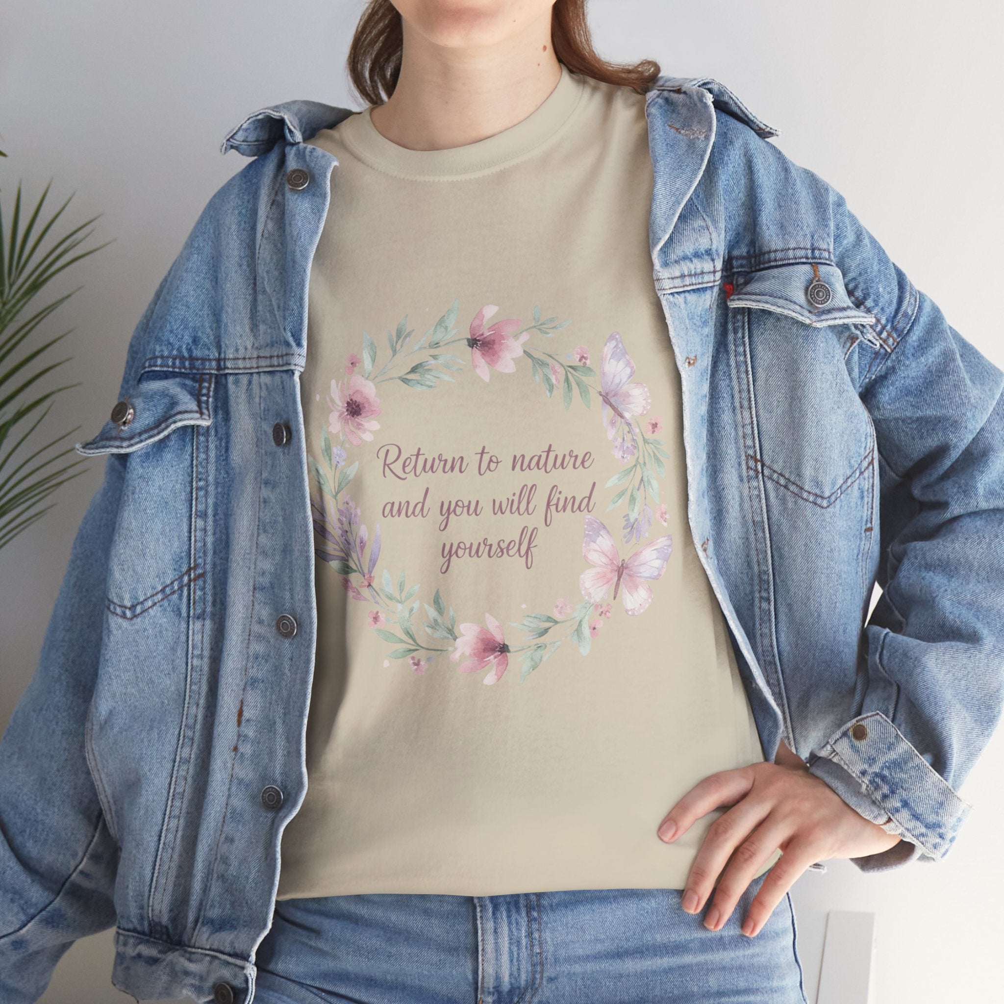 Return to Nature Floral Wreath Women's T-Shirt — DTG Printed Botanical Tee