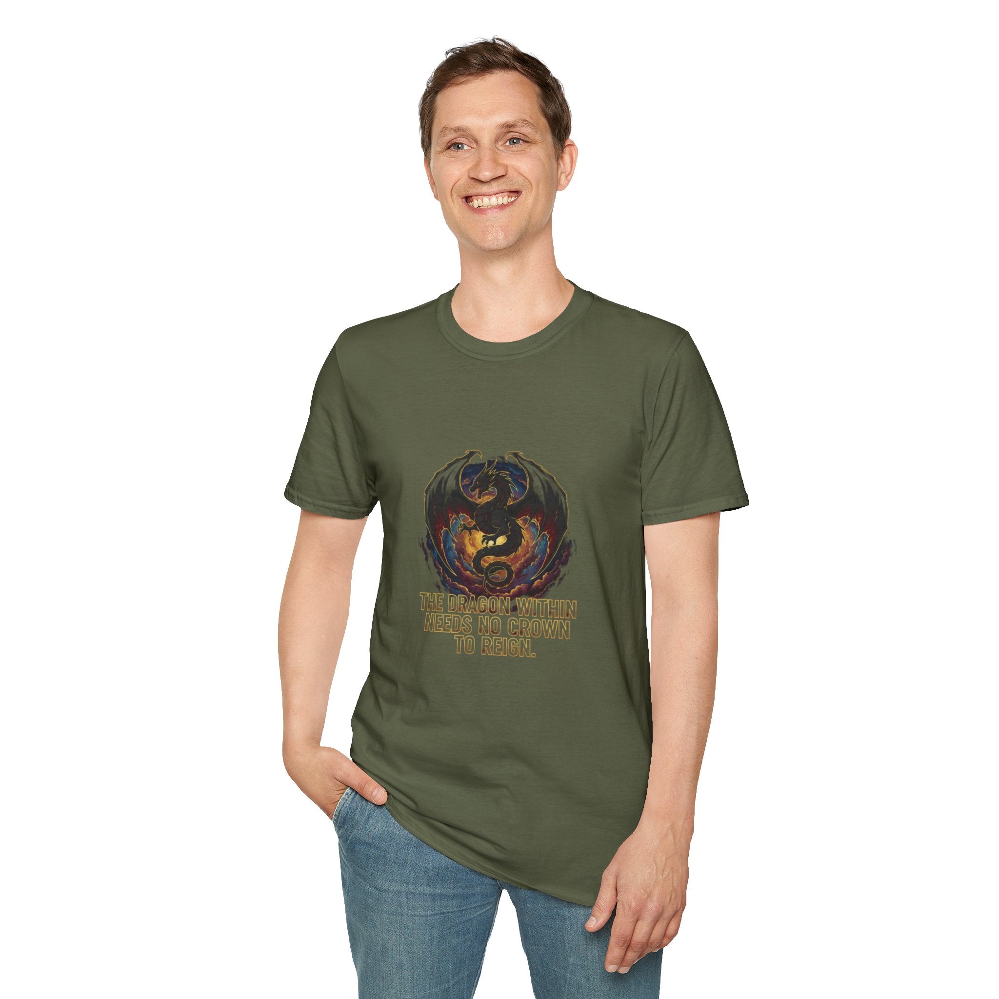 Men's Dragon Embrace Graphic T-Shirt | "You Are Stronger Than You Know" | DTG Inspirational Tee