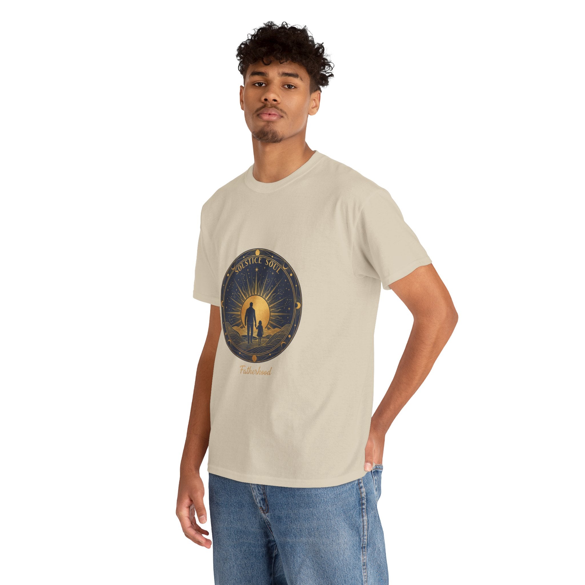 Adventure Awaits Men's T-Shirt — Sunset Silhouette Graphic Tee | DTG Print