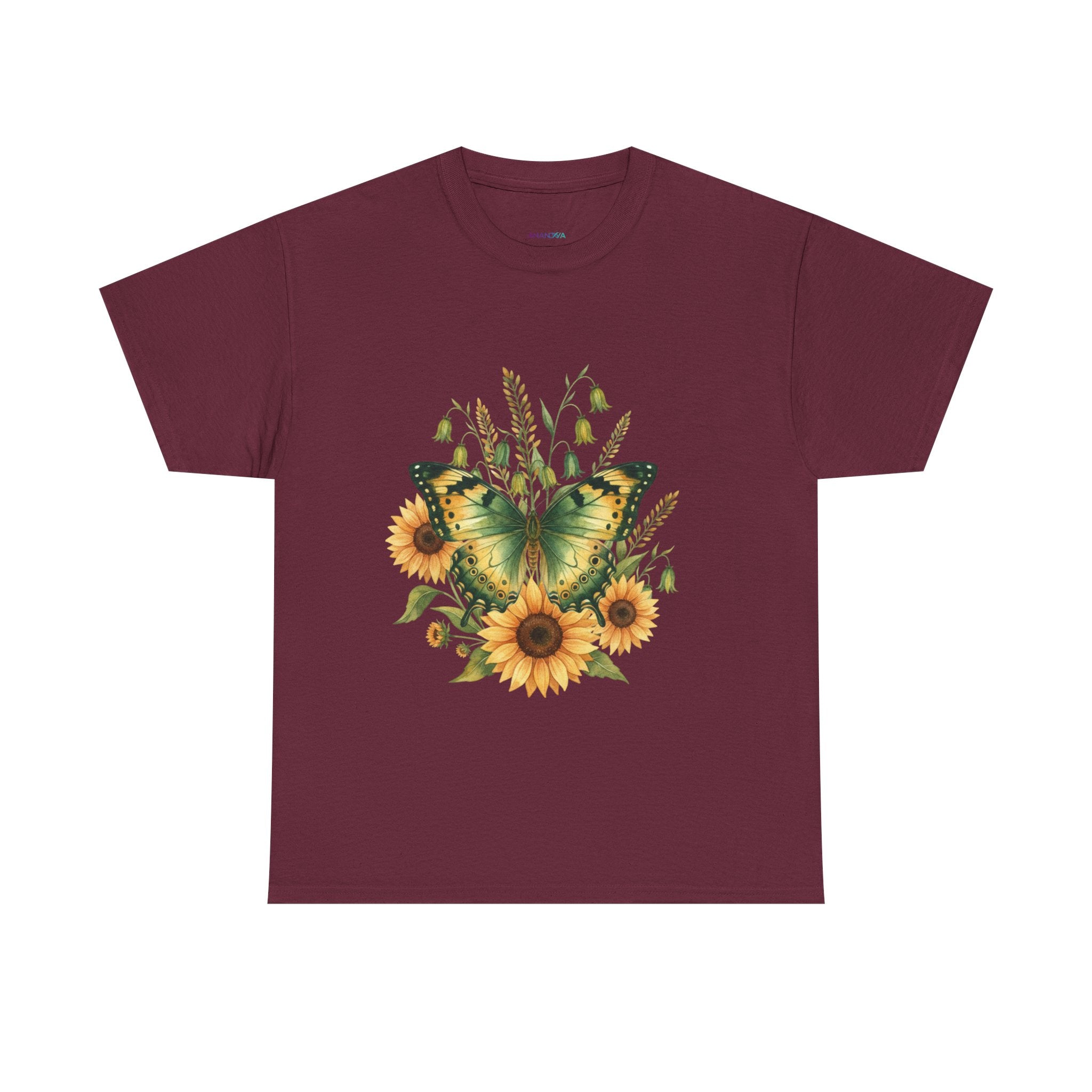 Butterfly & Sunflower Tee — Women's Nature Floral Graphic T-Shirt