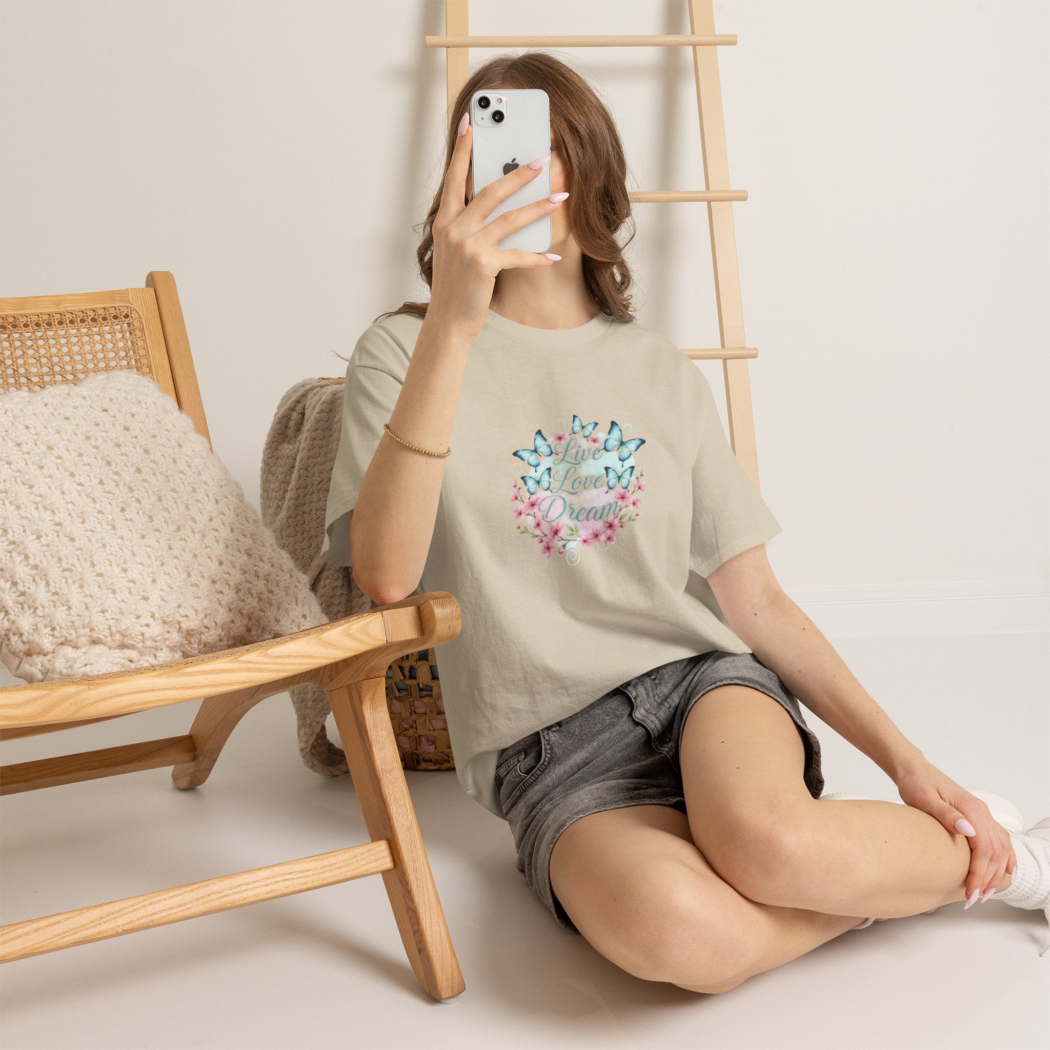 Live Love Dream Tee — Women's Floral Butterfly Graphic T-Shirt