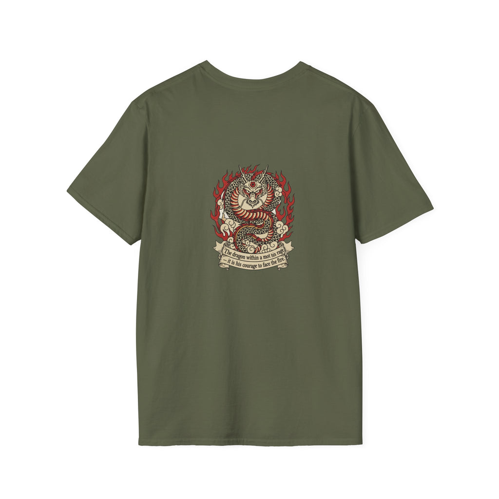 Men's Graphic Tee — Flaming Snake Crest with "Born to Rise" Banner