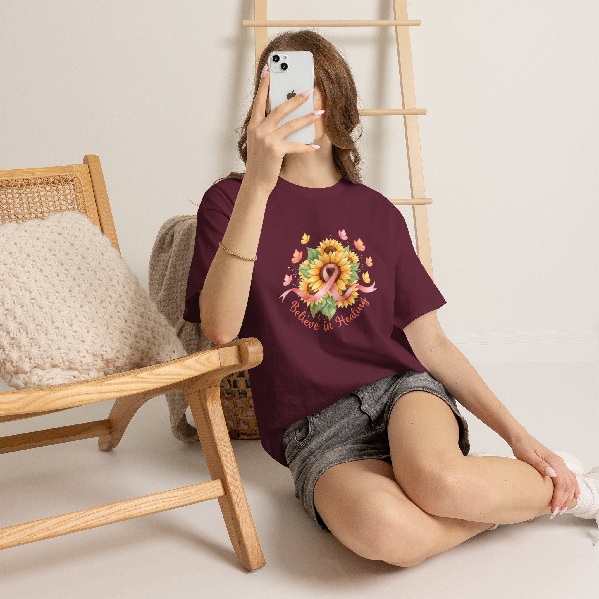 "Believe in Healing" Sunflower Graphic Tee — Women's T-Shirt