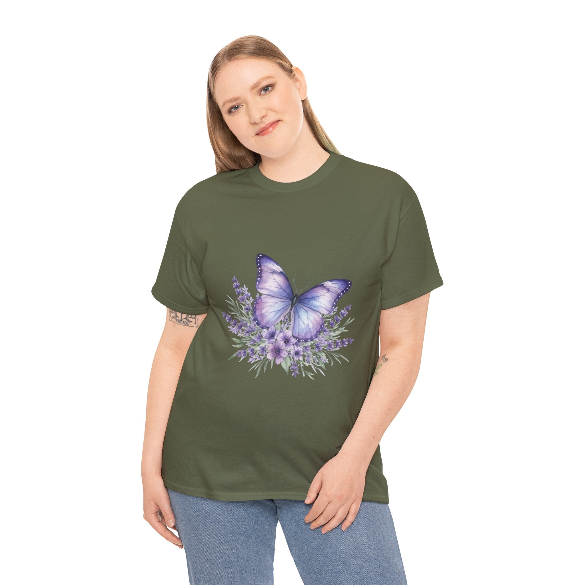 Butterfly Lavender Tee — Women's Floral DTG Graphic T-Shirt