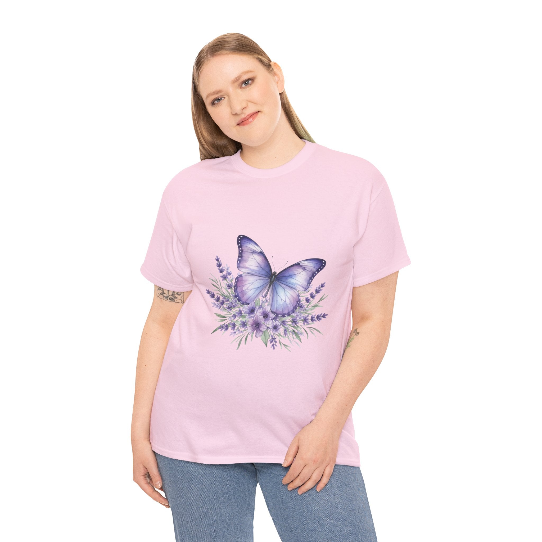 Butterfly Lavender Tee — Women's Floral DTG Graphic T-Shirt