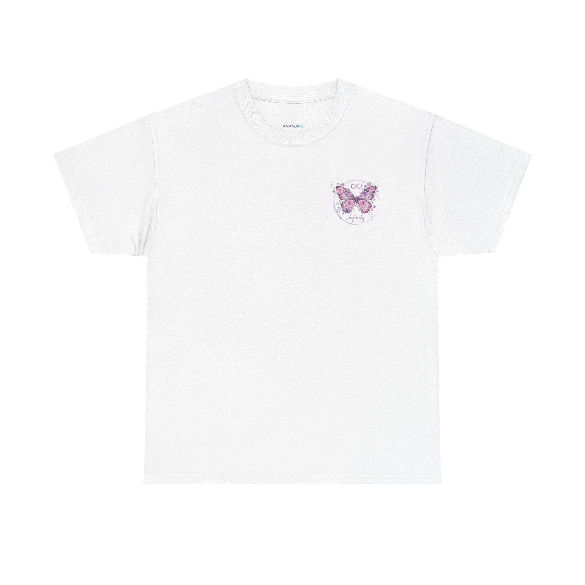 Butterfly Heart Tee — Women's Floral Chest Graphic T-Shirt