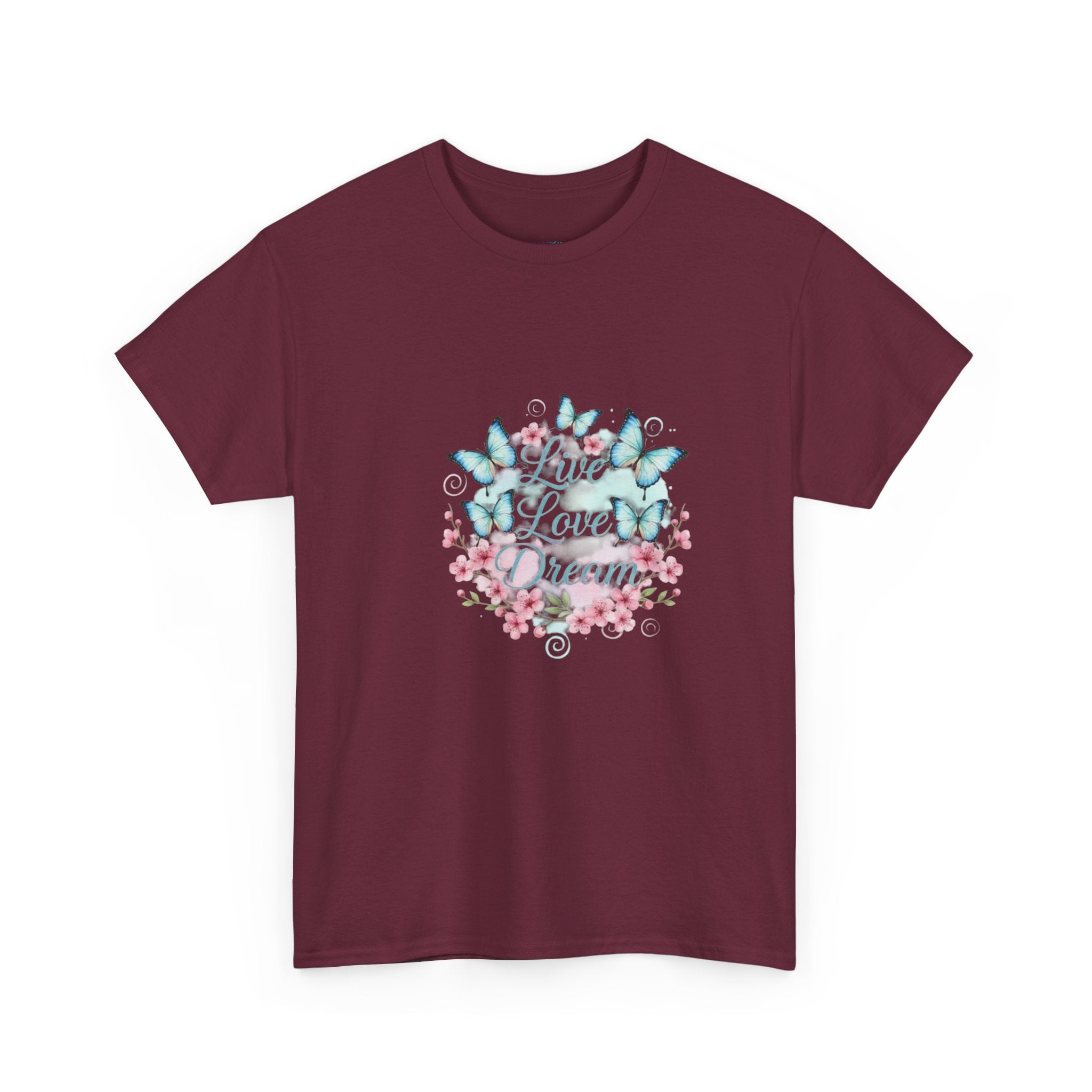 Live Love Dream Tee — Women's Floral Butterfly Graphic T-Shirt