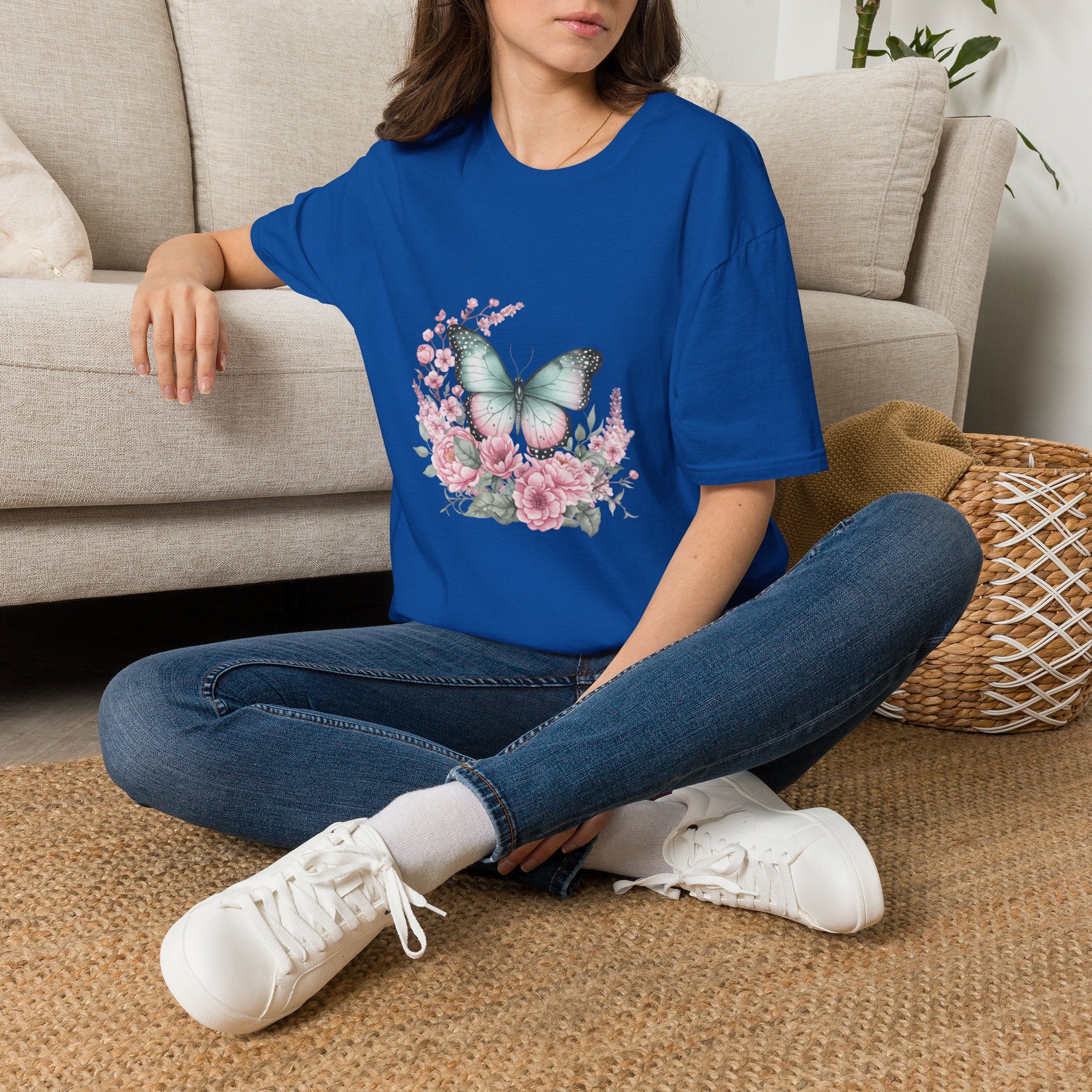 Women's Butterfly Garden T-Shirt — Mint & Blush Floral Tee