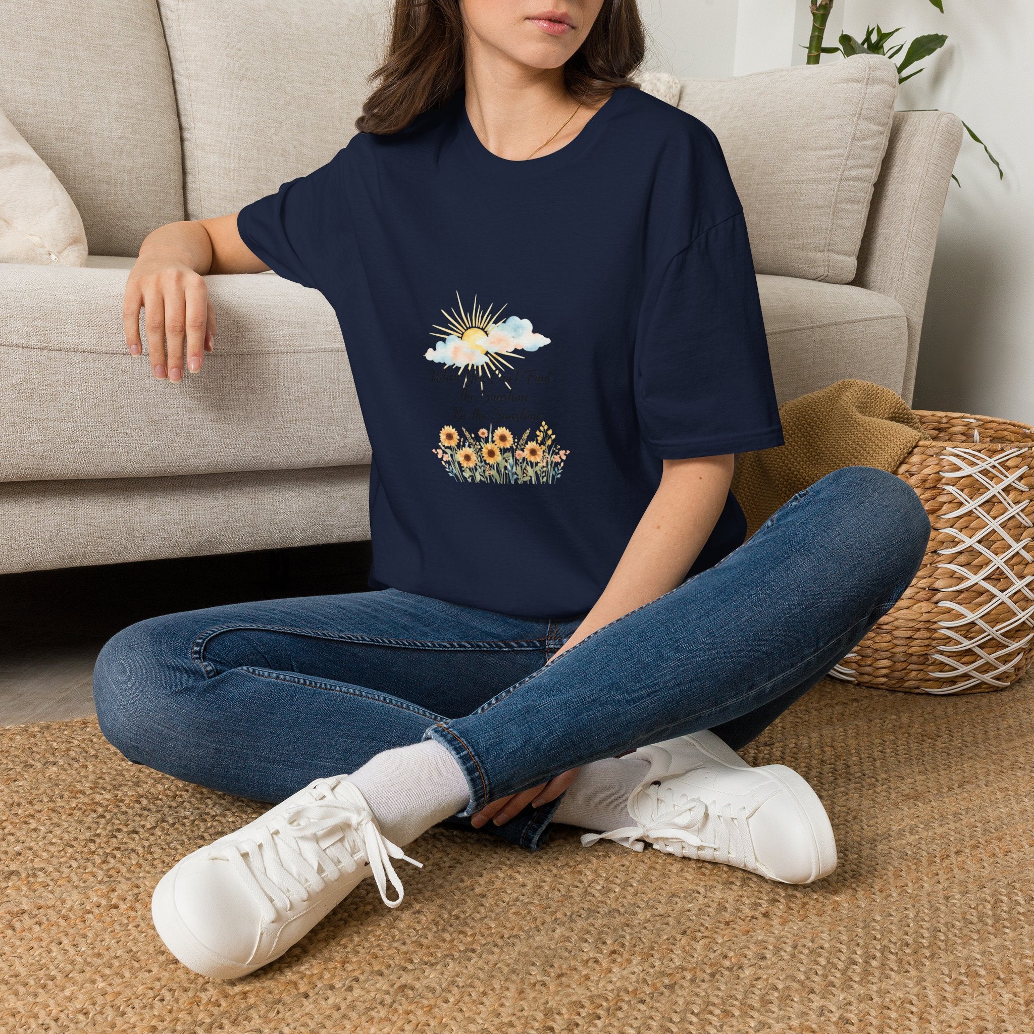 T-Shirt — "When You Can’t Find the Sunshine Be the Sunshine" Floral Graphic Tee