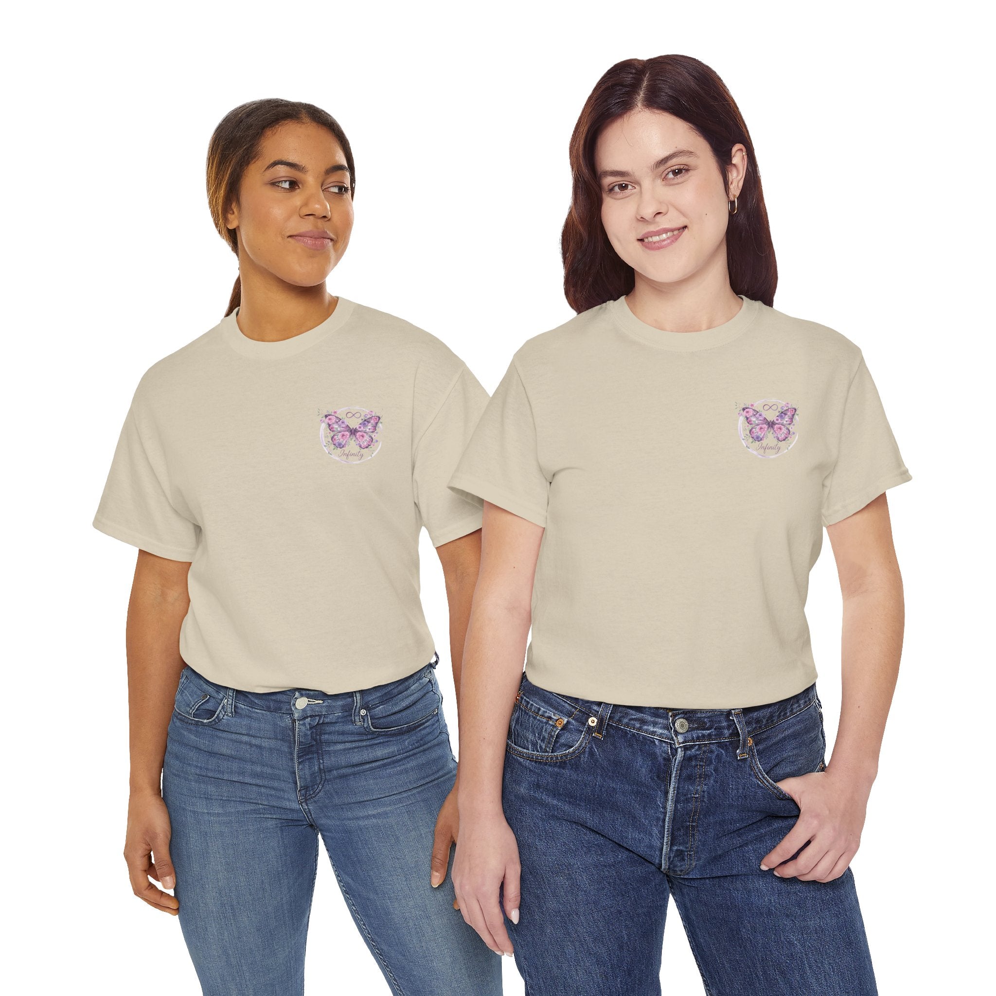Butterfly Heart Tee — Women's Floral Chest Graphic T-Shirt
