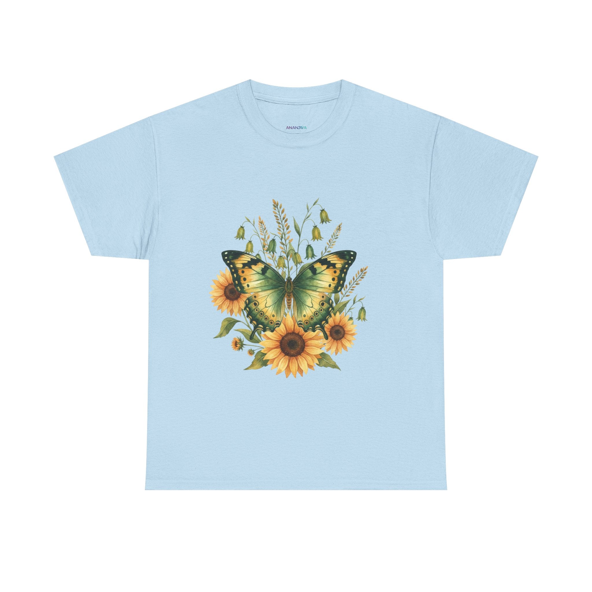 Butterfly & Sunflower Tee — Women's Nature Floral Graphic T-Shirt