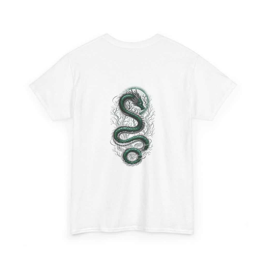 Green Serpent Graphic Men's T-Shirt — DTG Printed Back Art Cotton Tee