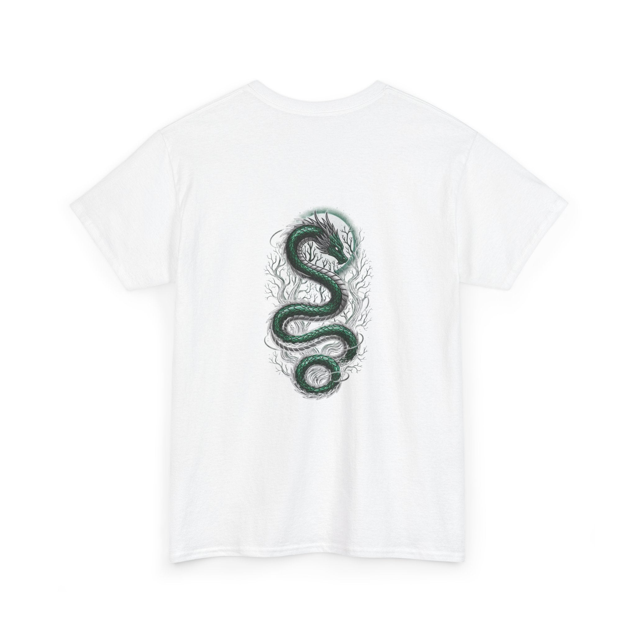 Green Serpent Graphic Men's T-Shirt — DTG Printed Back Art Cotton Tee