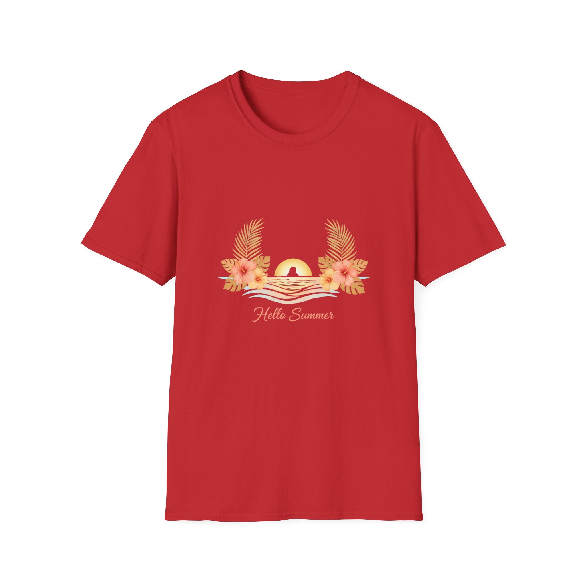 'Hello Summer' Floral Sunset T-Shirt — Beach Graphic Tee