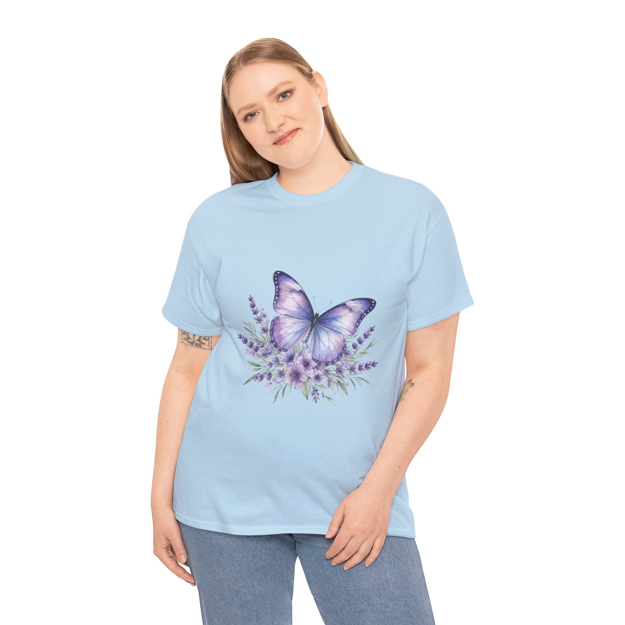 Butterfly Lavender Tee — Women's Floral DTG Graphic T-Shirt