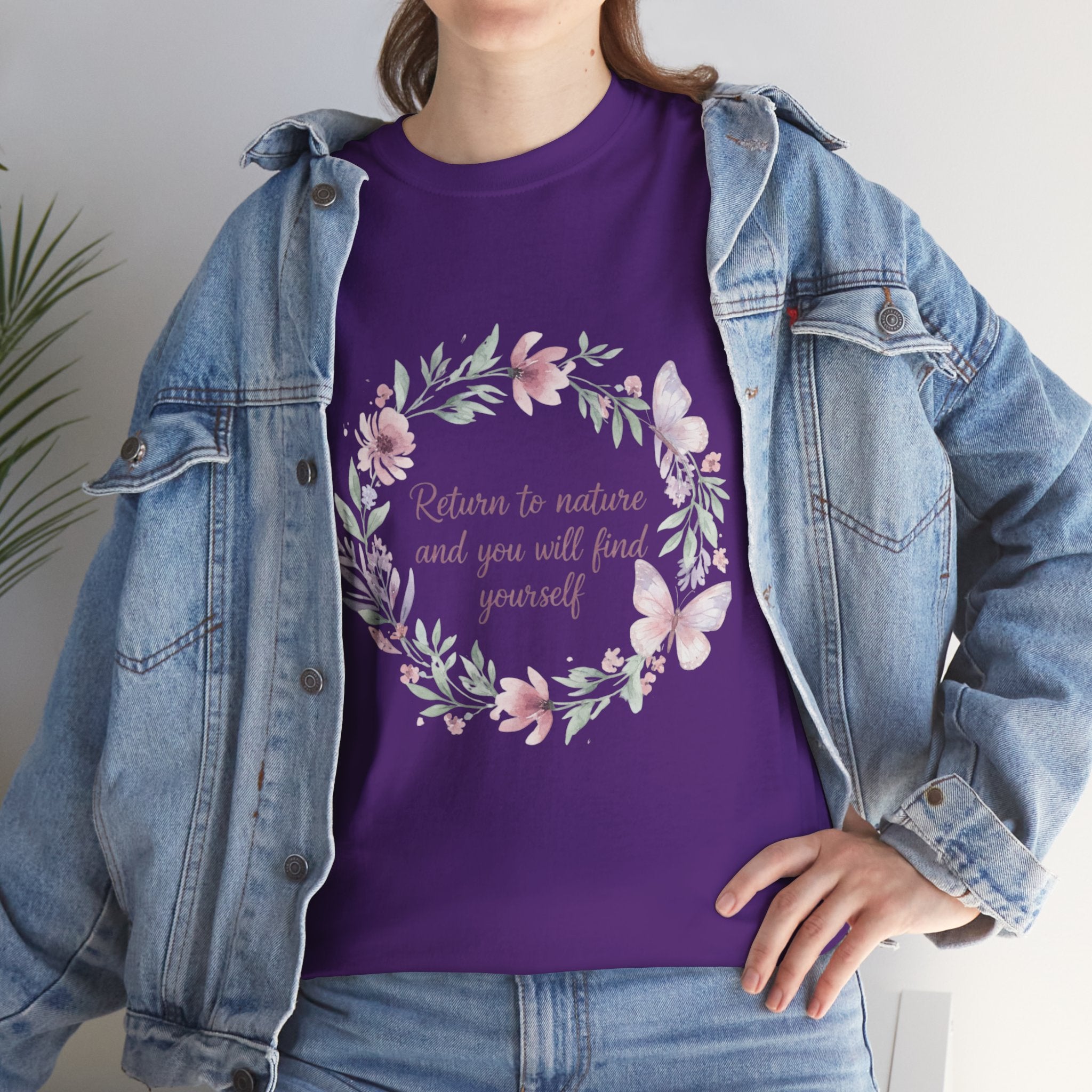 Return to Nature Floral Wreath Women's T-Shirt — DTG Printed Botanical Tee