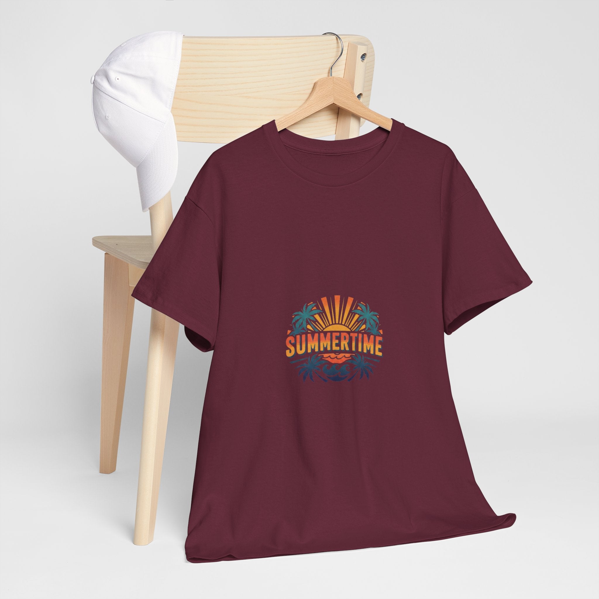 Summertime Retro Palm Tee — Men's Graphic Beach T-Shirt