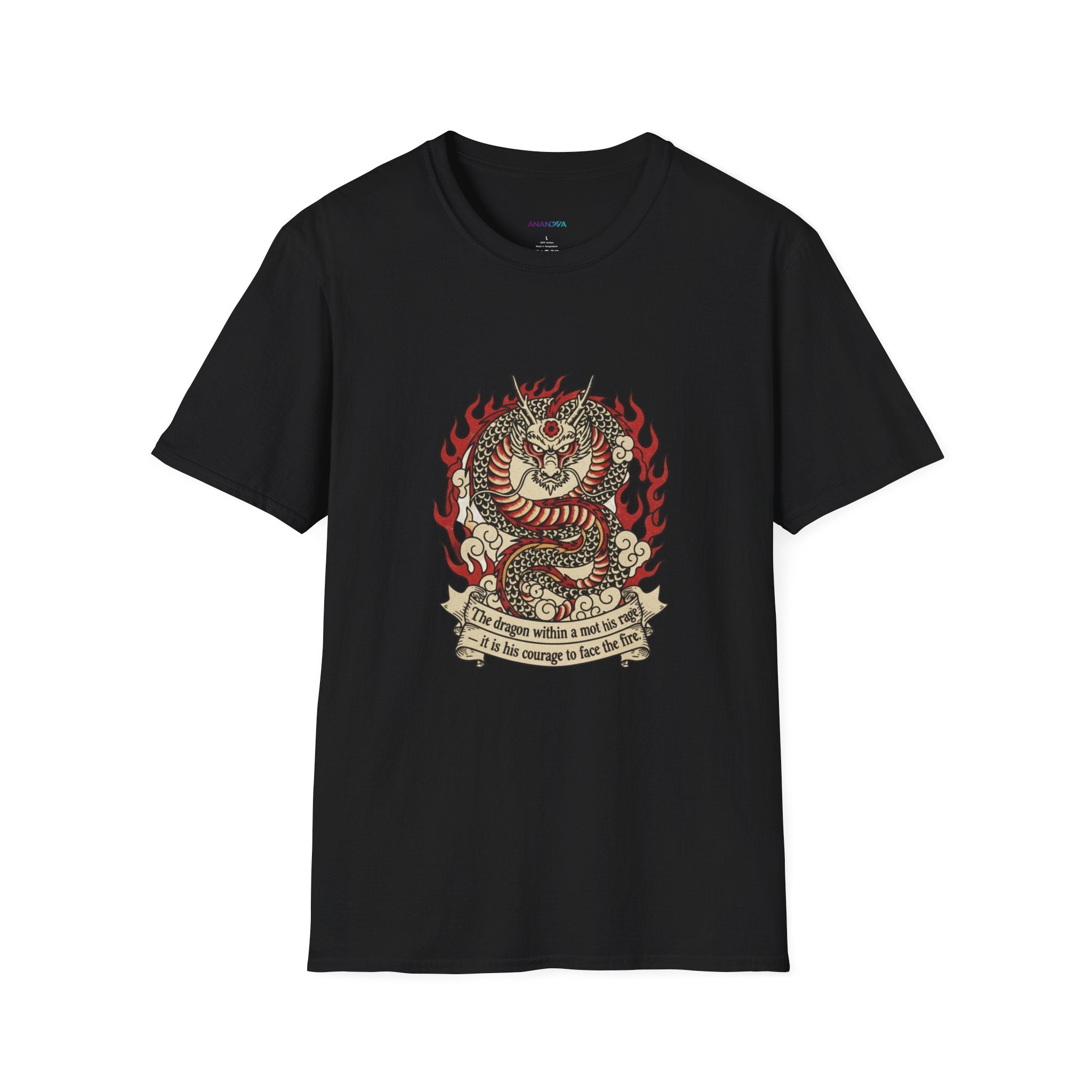 Men's Graphic Tee — Fiery Tiger, Snake & Skull Tattoo Crest with Banner