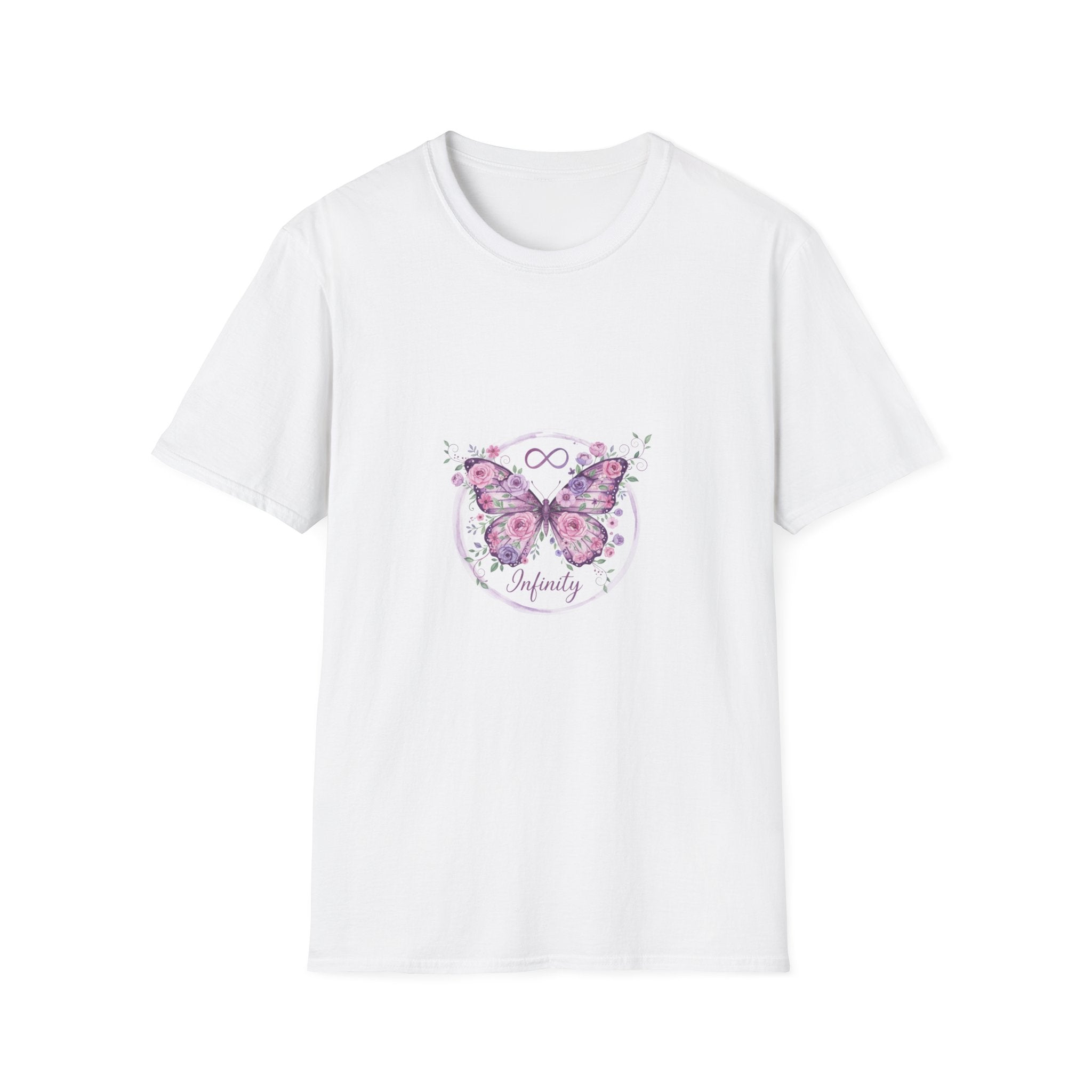 Butterfly Infinity Women's T-Shirt | DTG-Printed Purple Floral & Infinity Design Tee