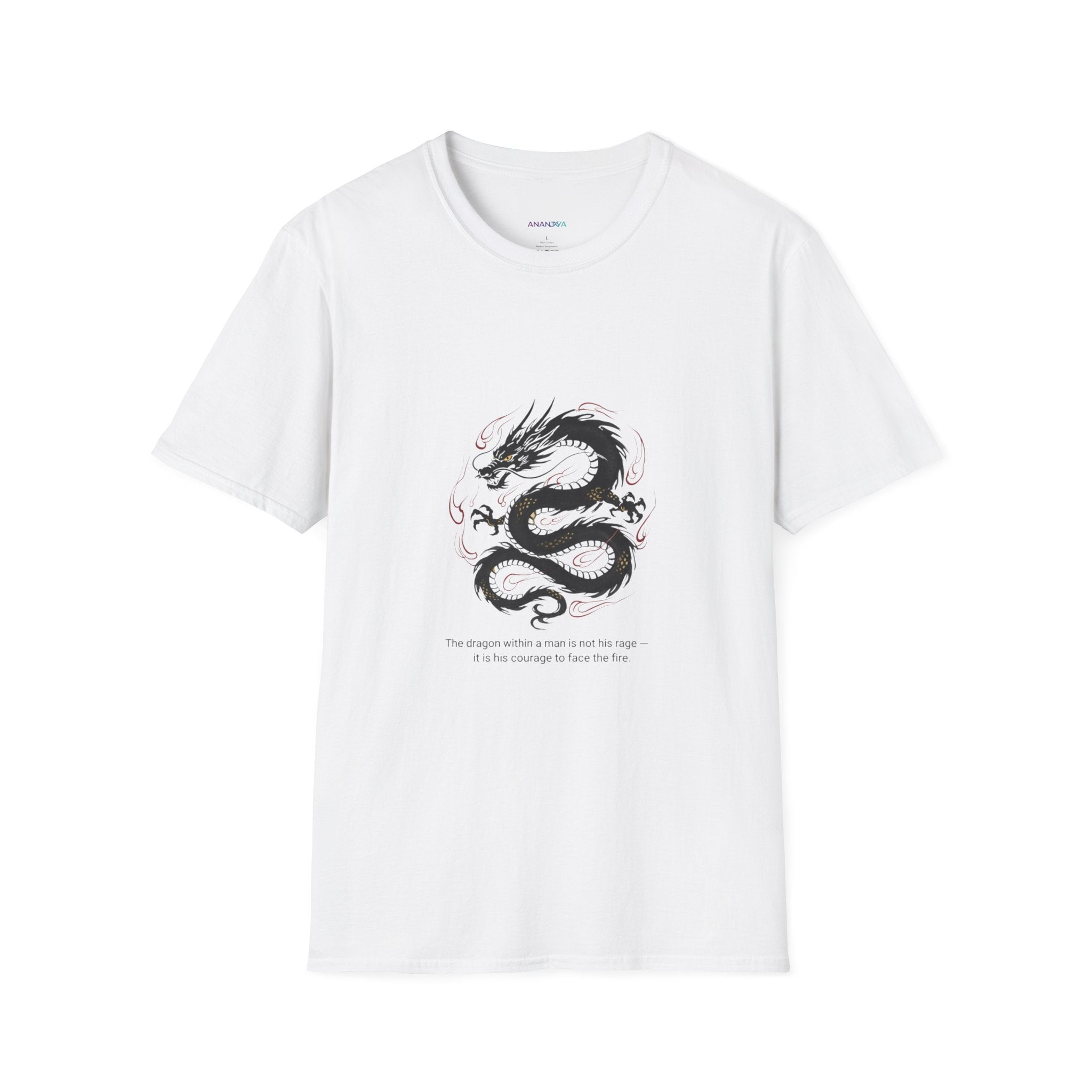 Men's Graphic Tee — Black Eastern Dragon Illustration with Inspirational Quote