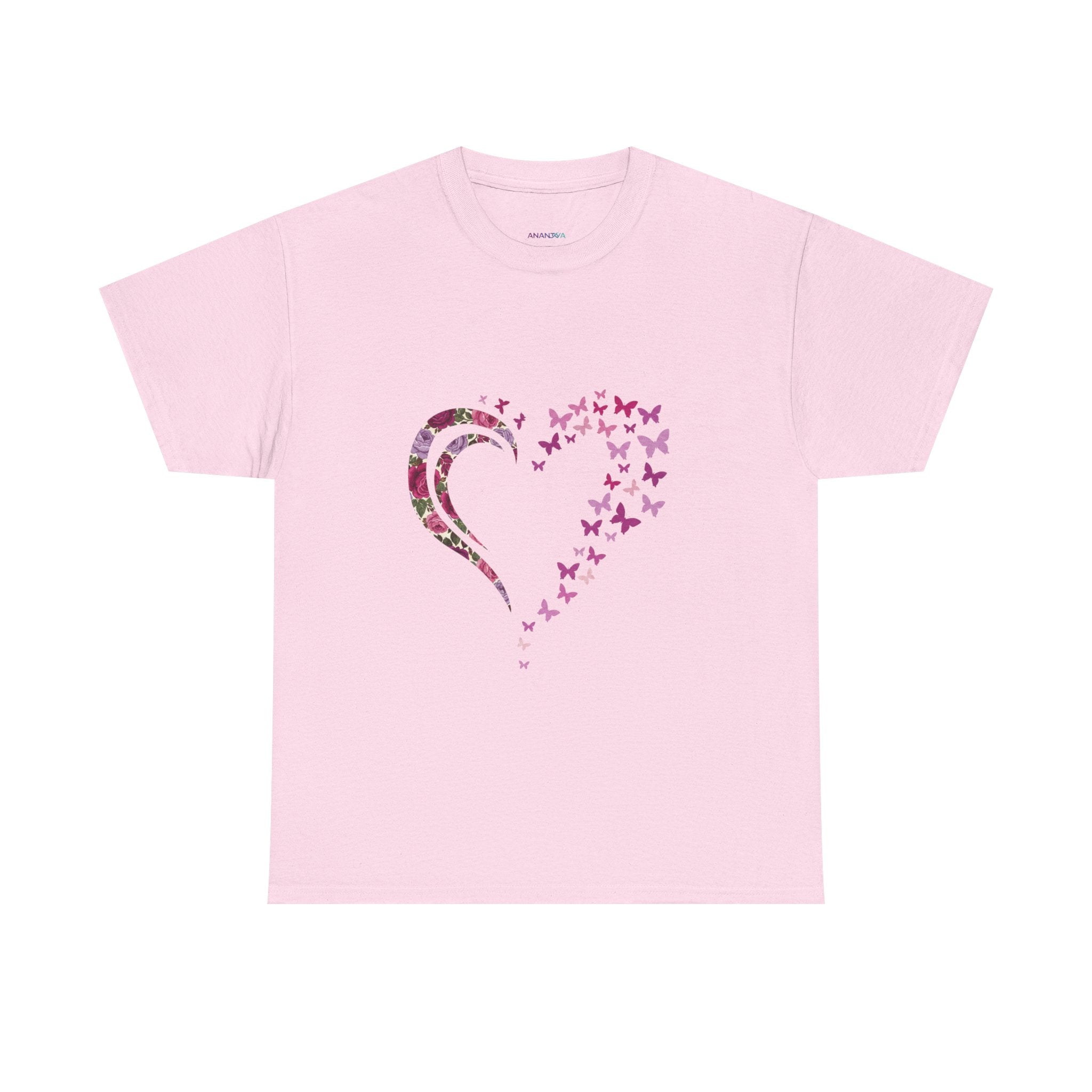 Butterfly Heart Tee — Women's Floral Heart Graphic T-Shirt