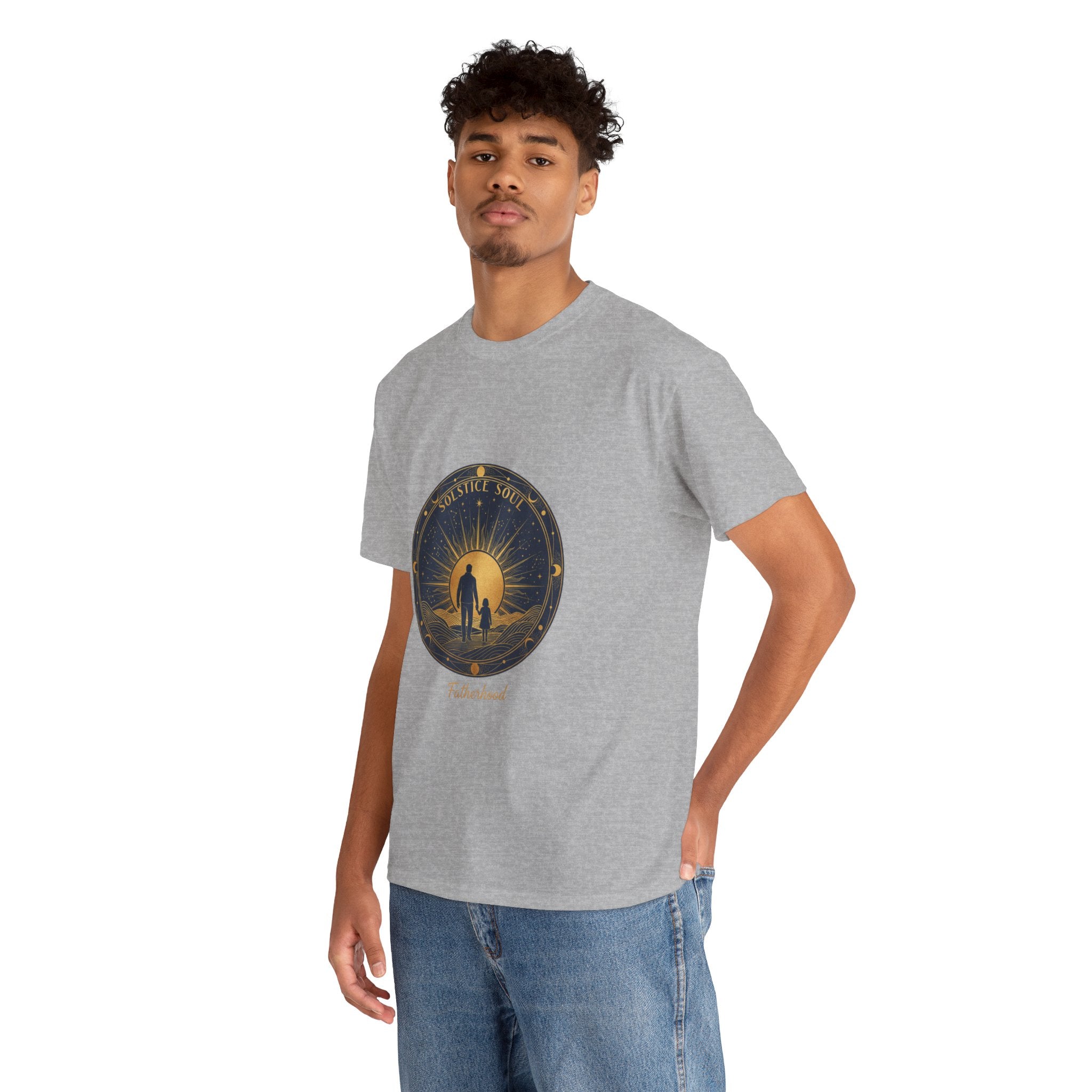 Adventure Awaits Men's T-Shirt — Sunset Silhouette Graphic Tee | DTG Print