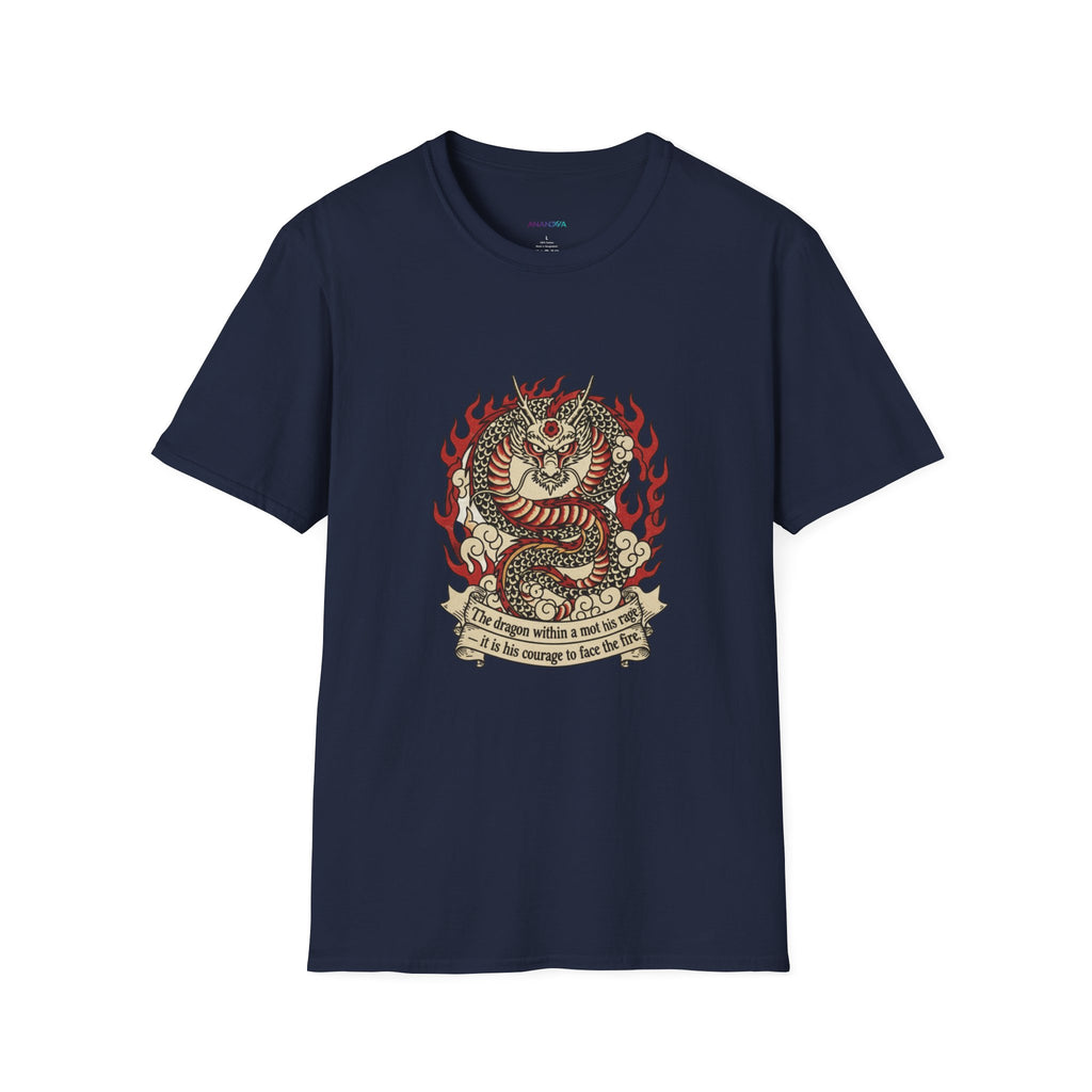 Men's Graphic Tee — Fiery Tiger, Snake & Skull Tattoo Crest with Banner