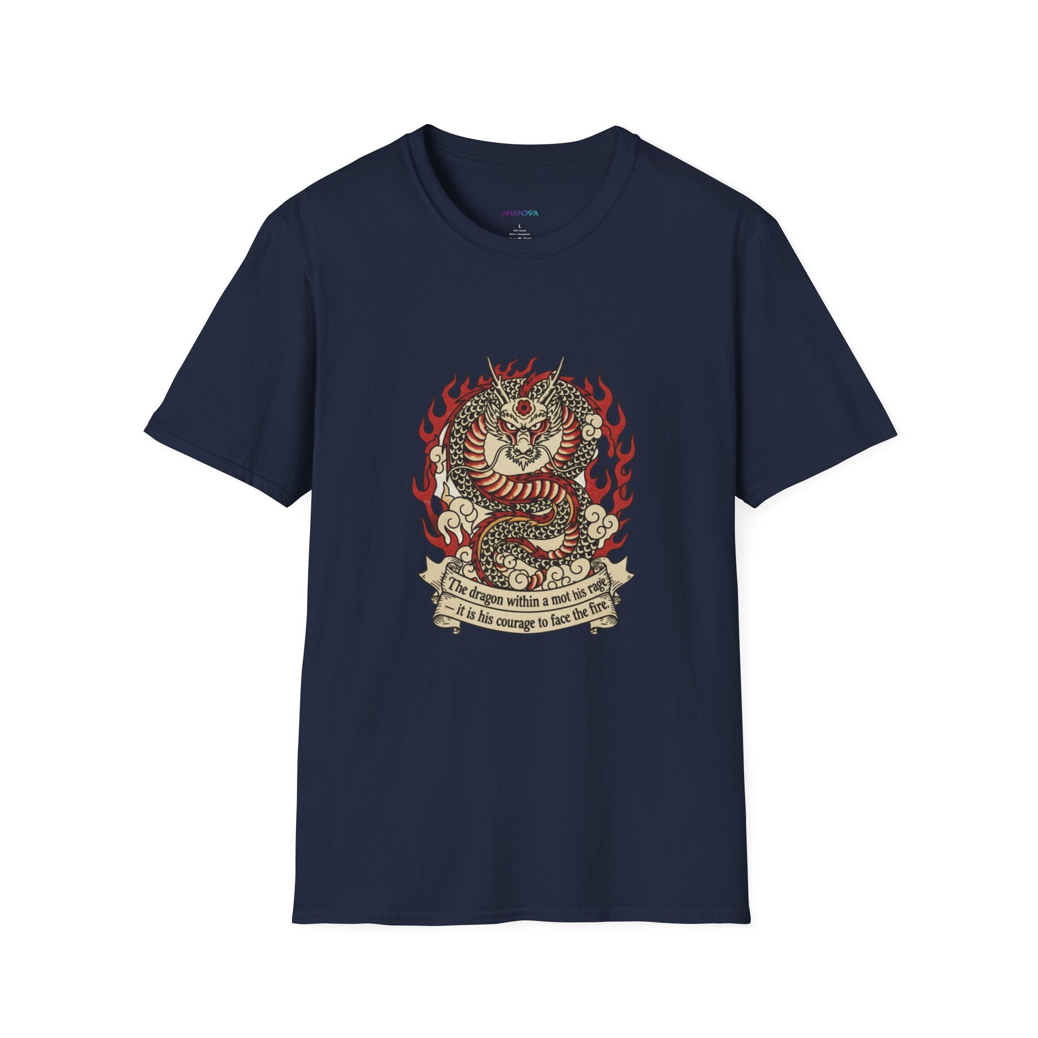 Men's Graphic Tee — Fiery Tiger, Snake & Skull Tattoo Crest with Banner