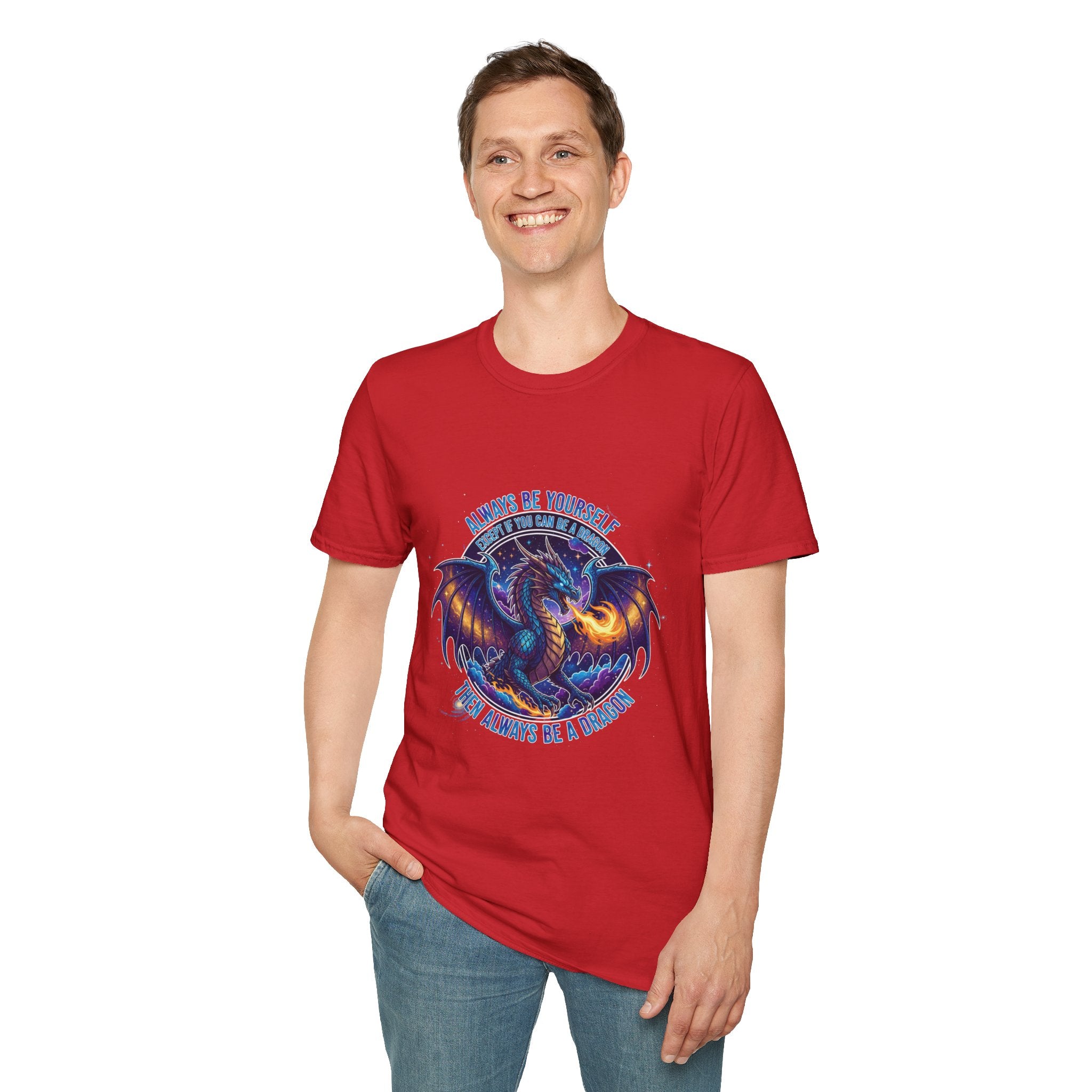 Dragon Graphic Men's T-Shirt | "Always Be Yourself Unless You Can Be a Dragon" | DTG Fantasy Tee