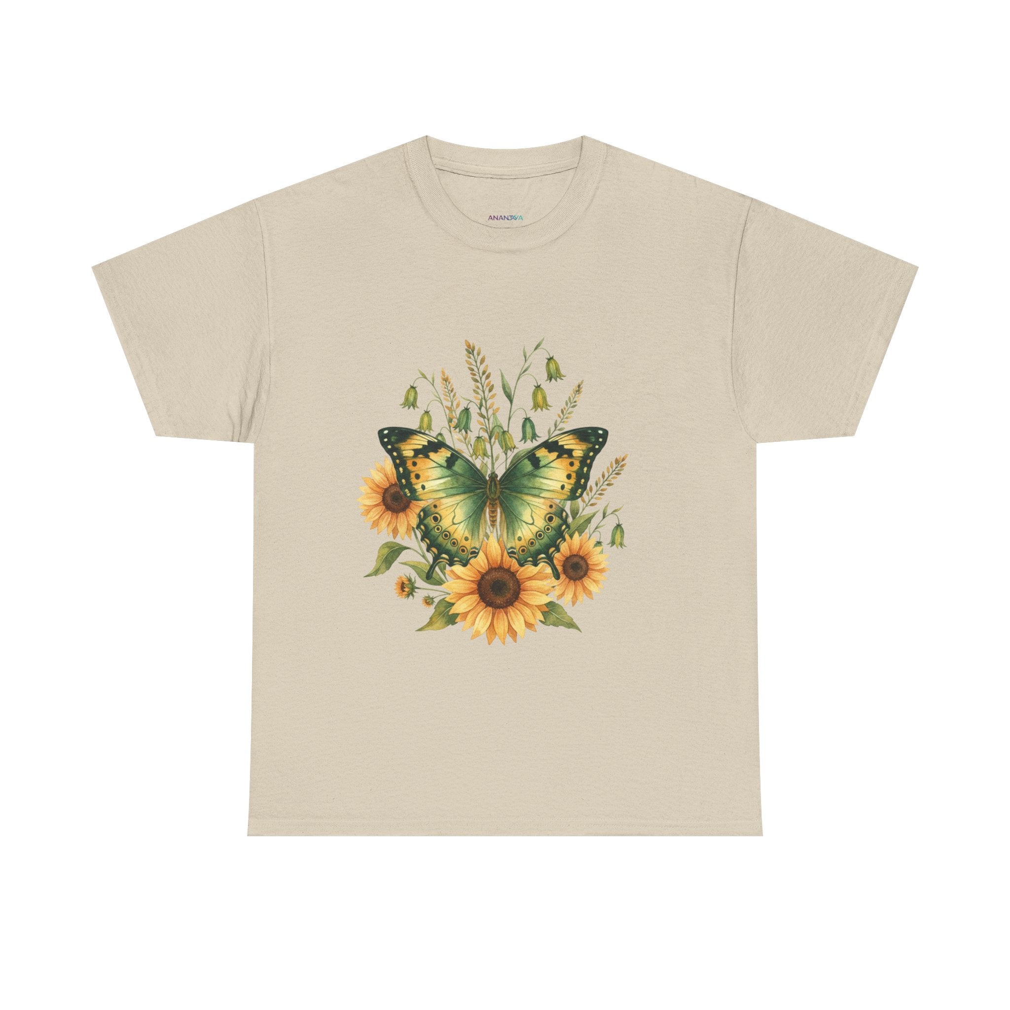 Butterfly & Sunflower Tee — Women's Nature Floral Graphic T-Shirt