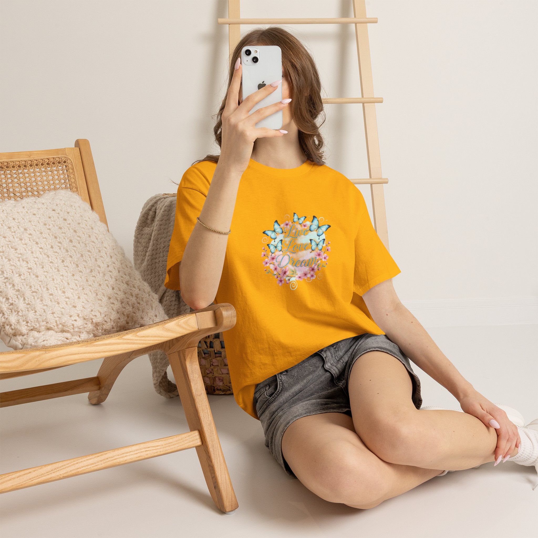 Live Love Dream Tee — Women's Floral Butterfly Graphic T-Shirt
