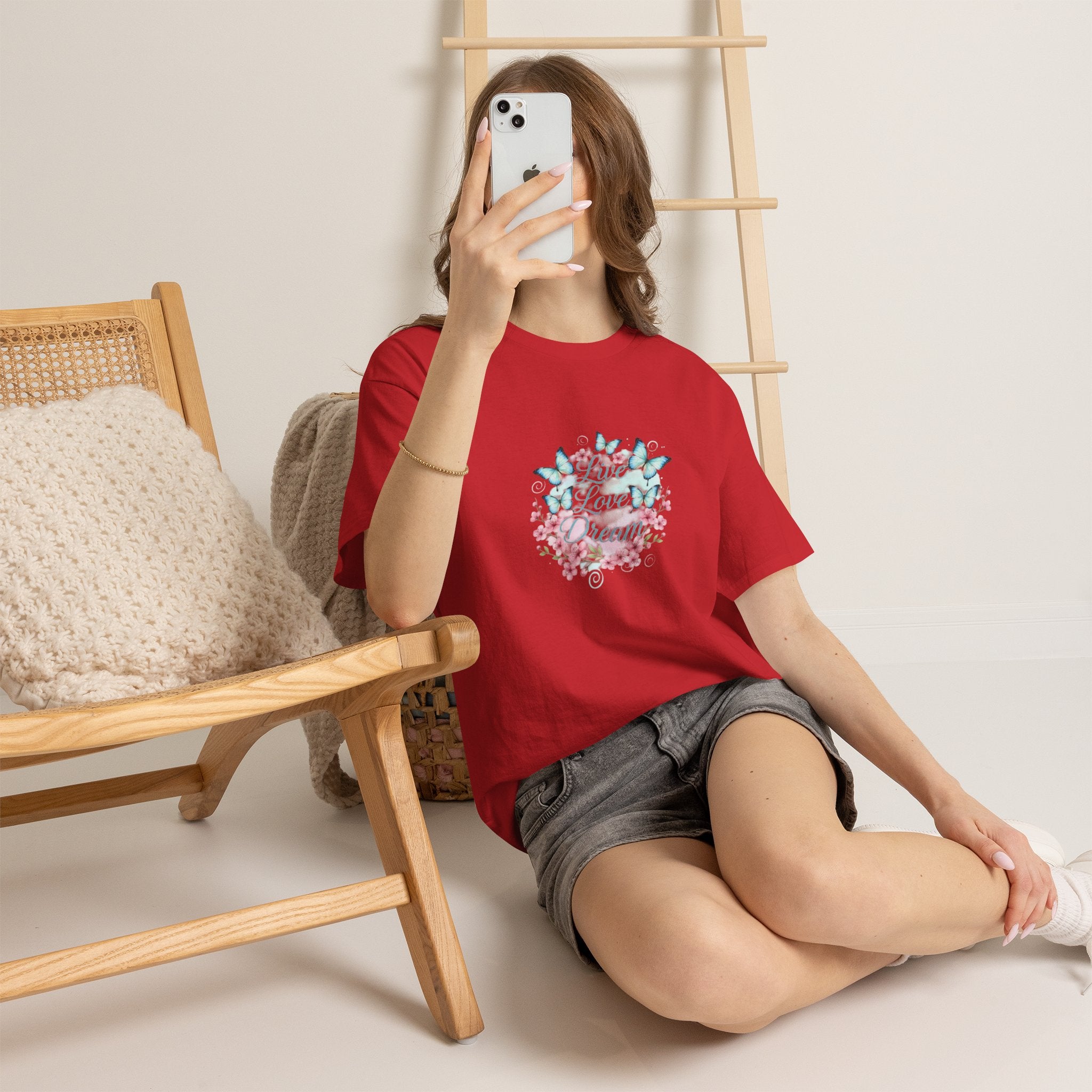 Live Love Dream Tee — Women's Floral Butterfly Graphic T-Shirt