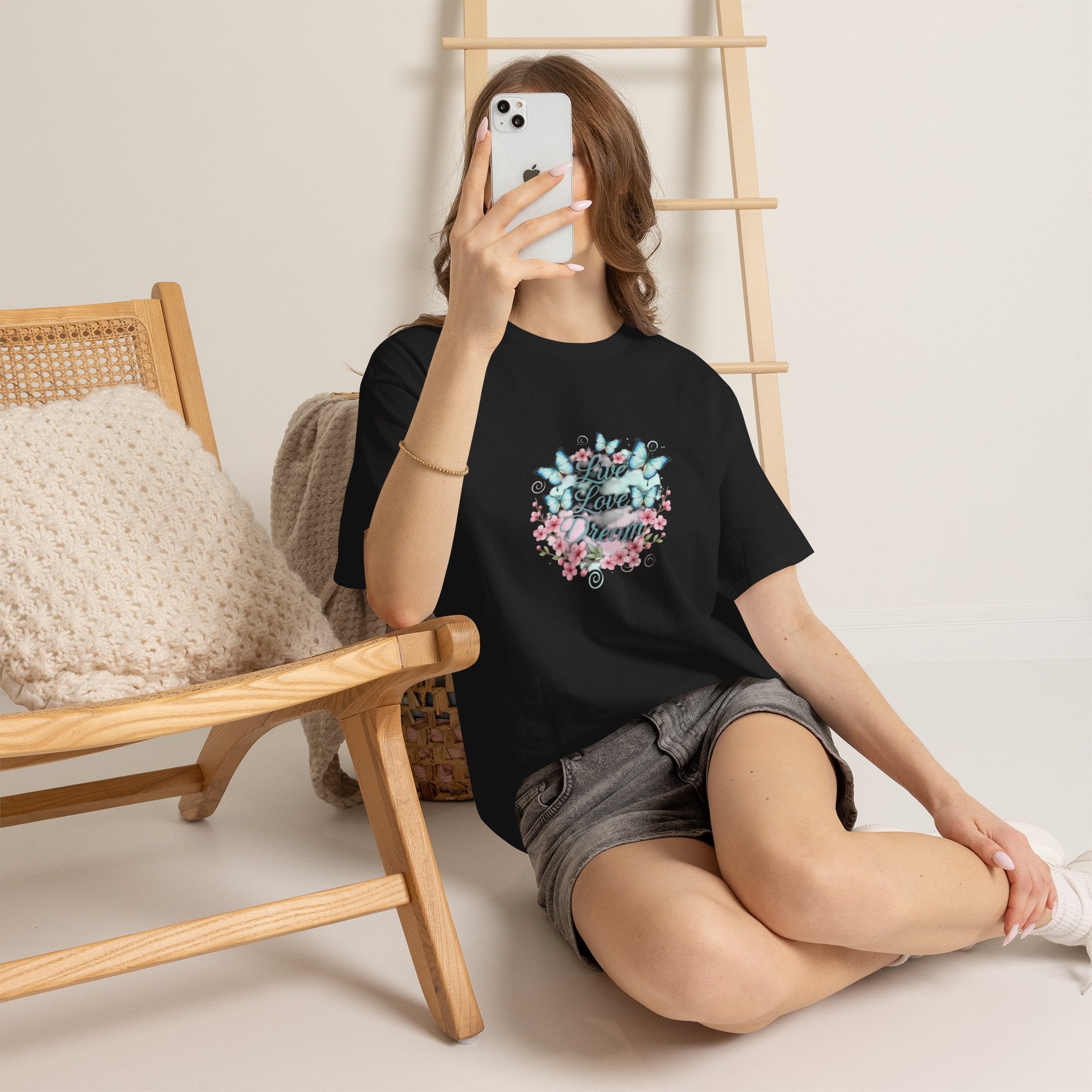 Live Love Dream Tee — Women's Floral Butterfly Graphic T-Shirt
