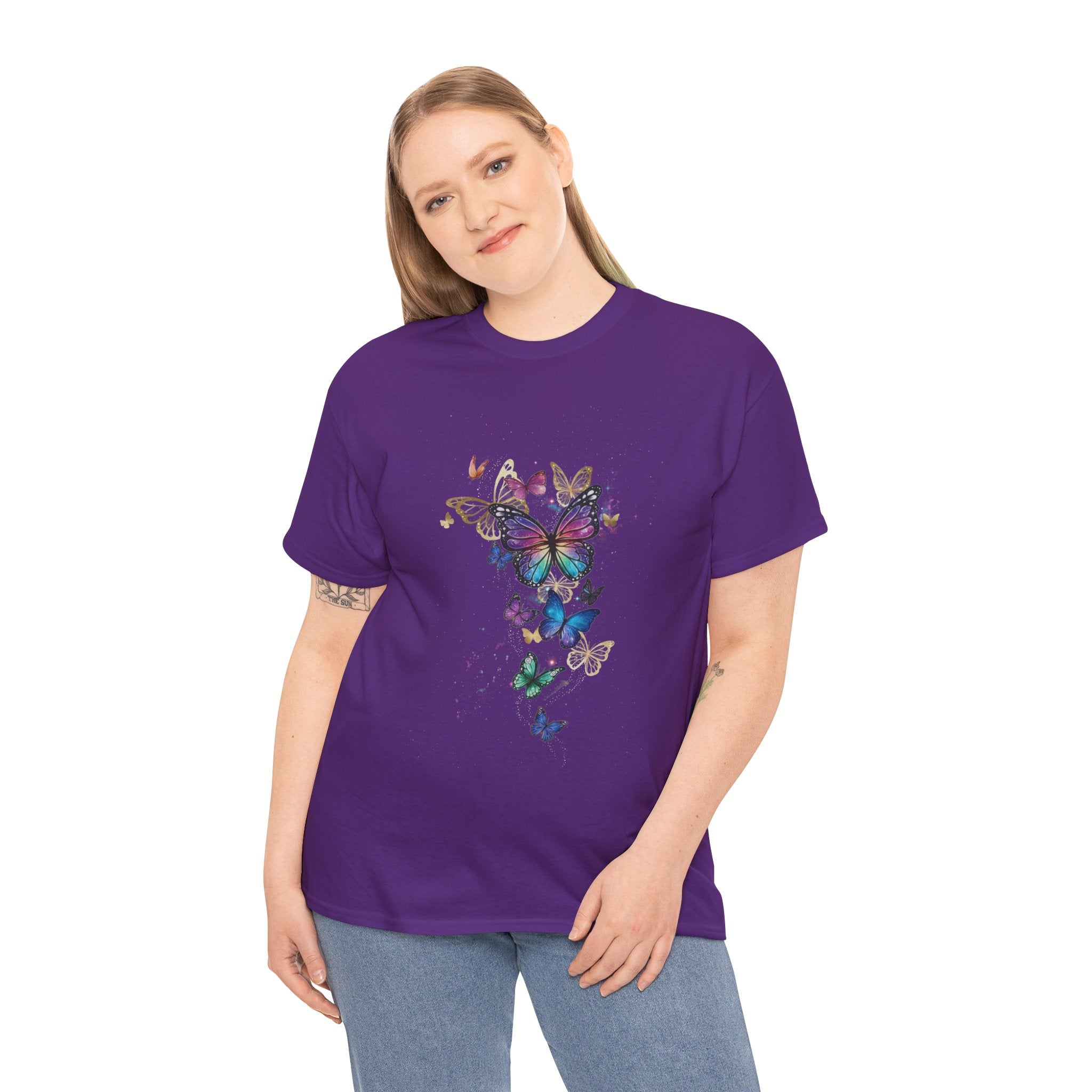 Butterfly Cascade Women's Graphic T-Shirt — DTG Floral Flutter Print