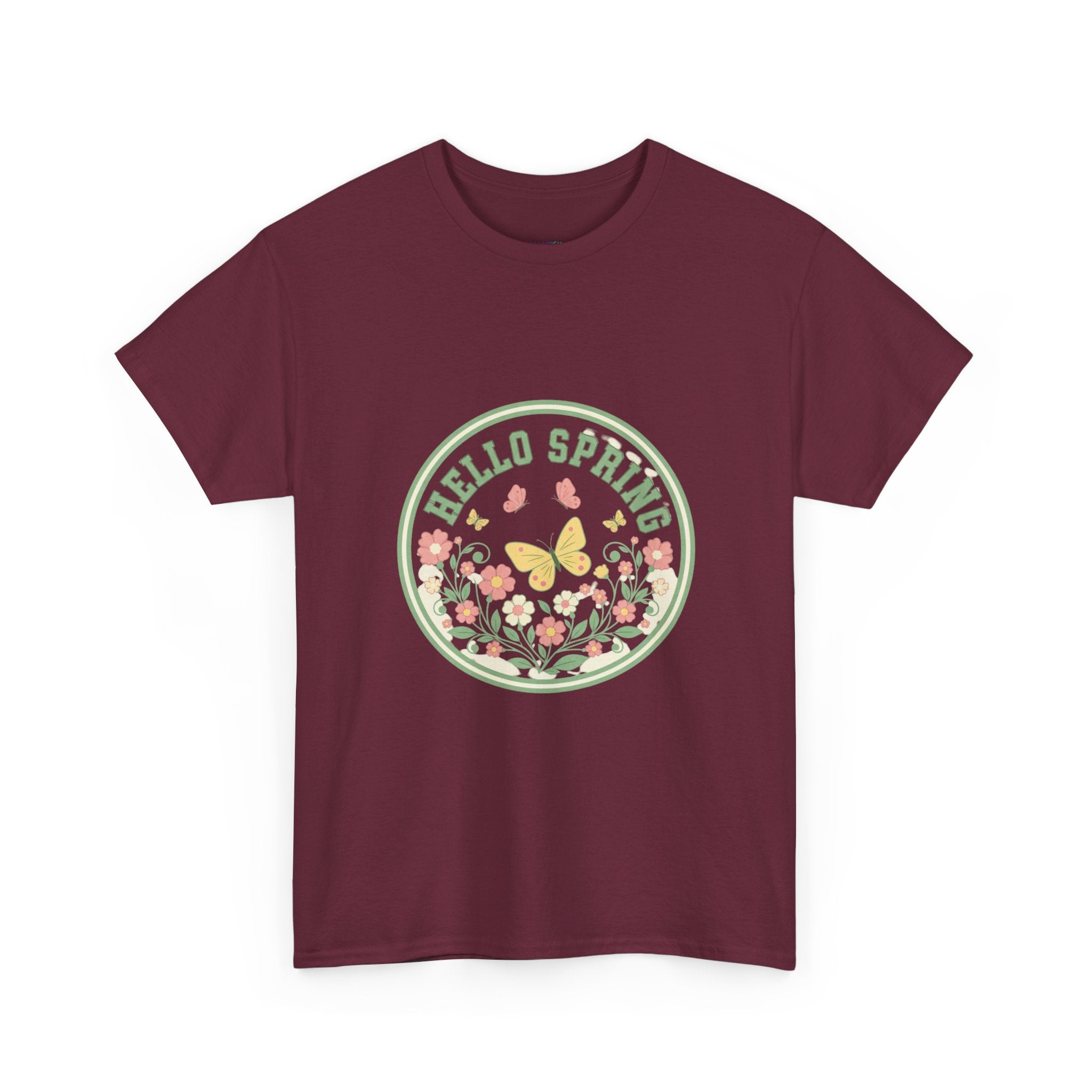 Hello Spring Unisex Heavy Cotton Tee - Floral Design for Spring Celebrations