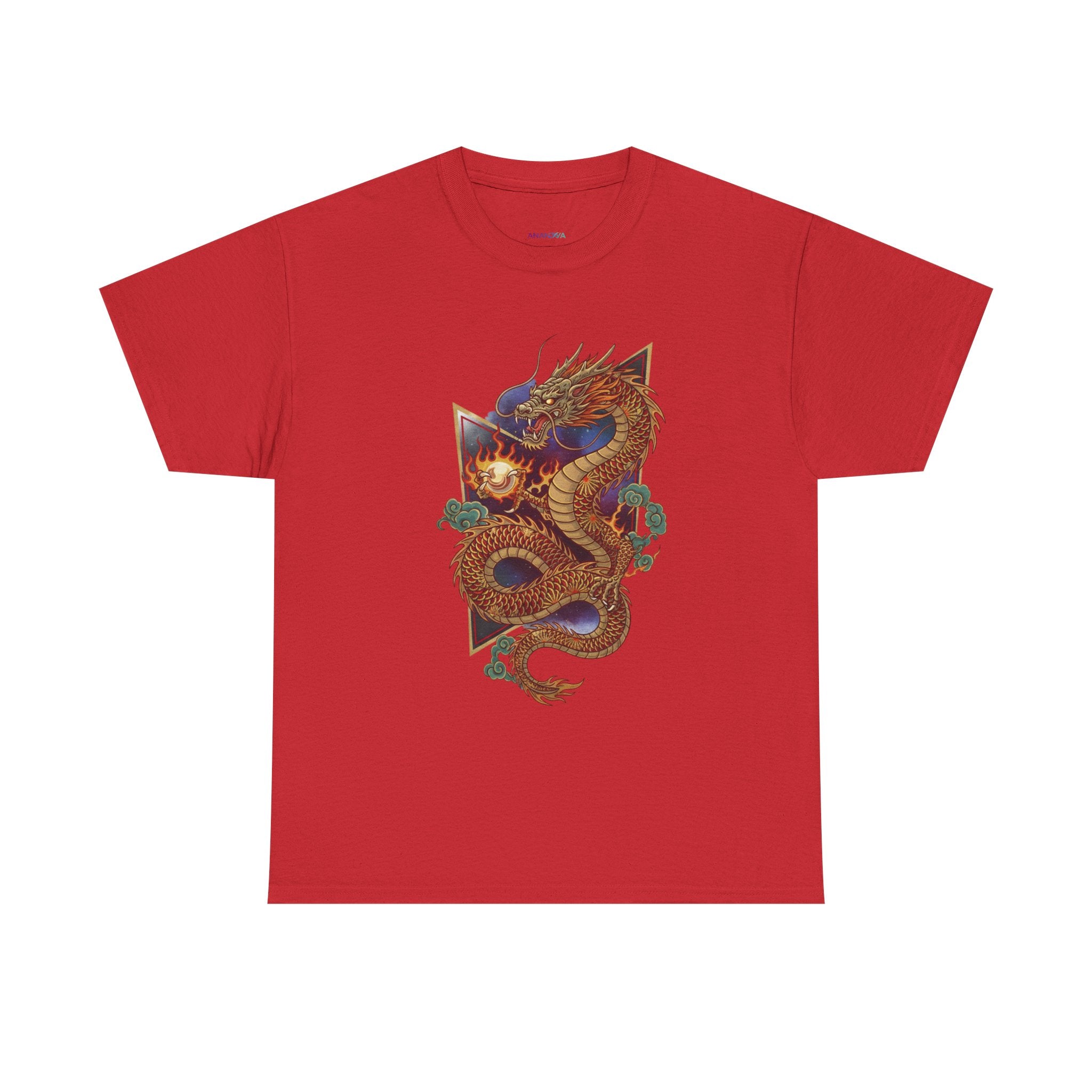 Dragon Graphic Men's T-Shirt — DTG Printed Vintage Gold Oriental Cotton Tee