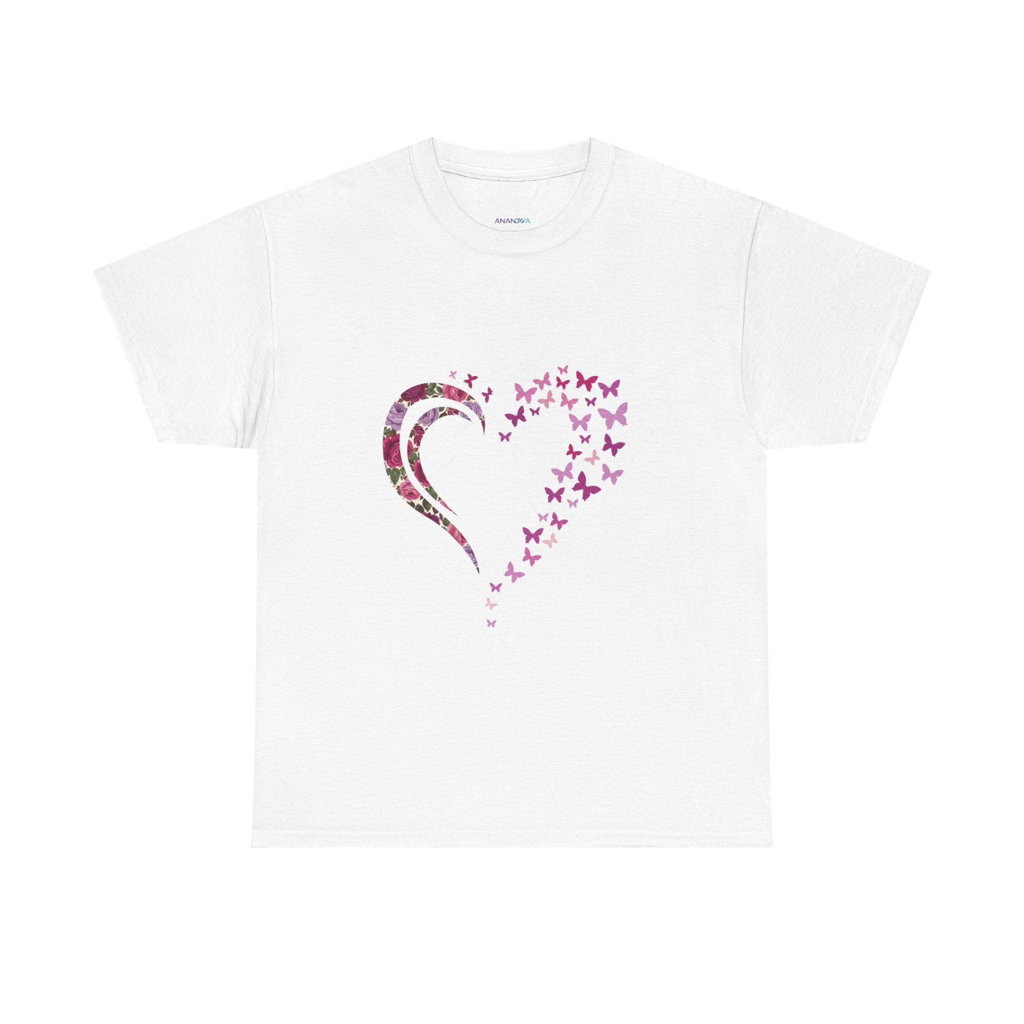Butterfly Heart Tee — Women's Floral Heart Graphic T-Shirt